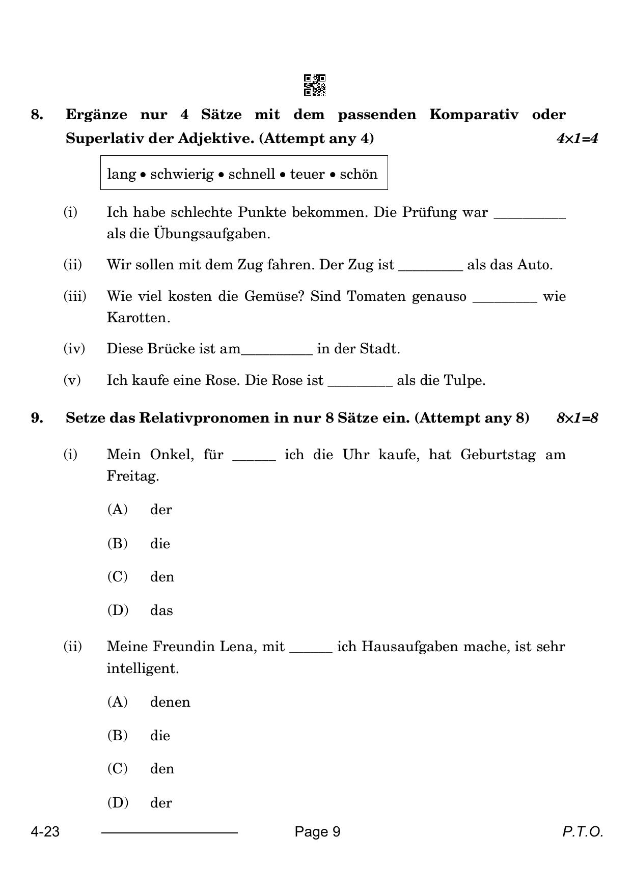 CBSE Class 10 German 2024 Question Paper - Page 9