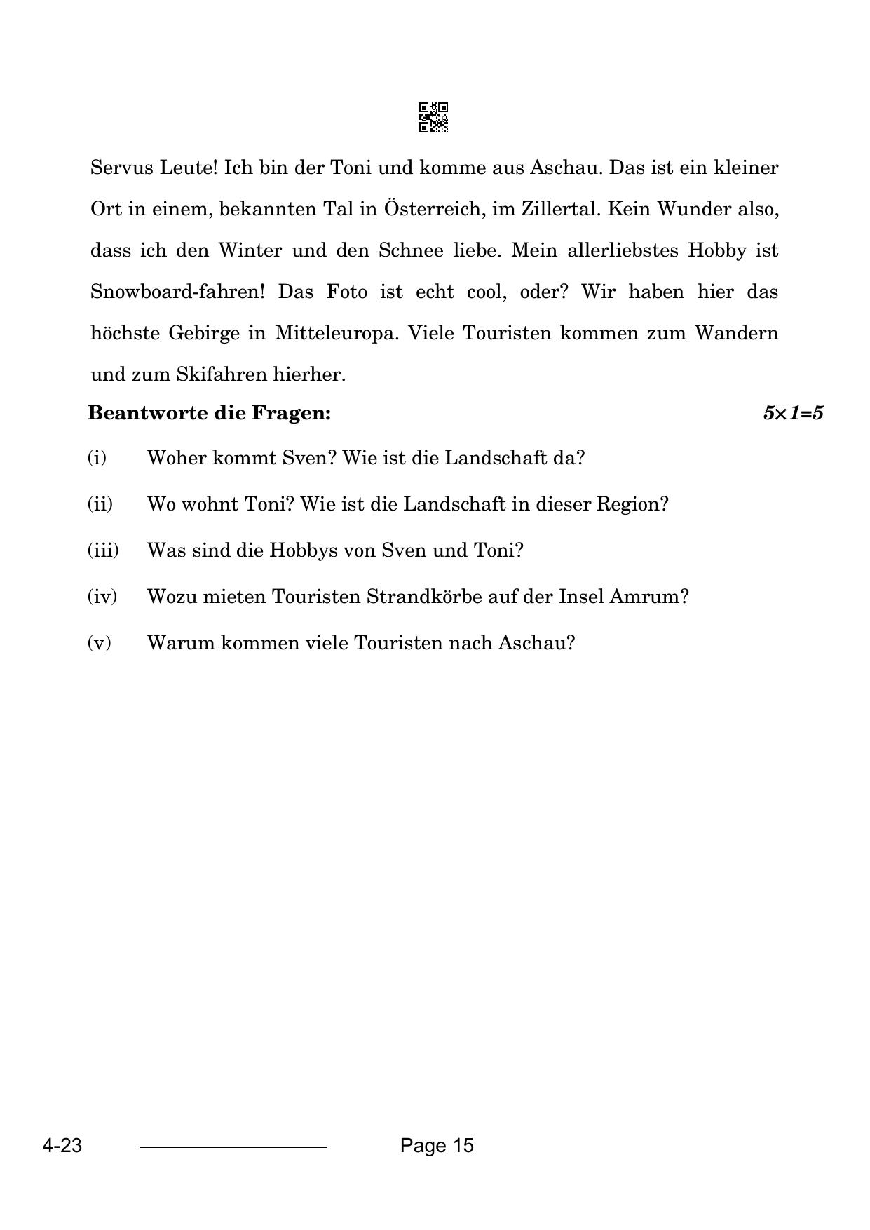 CBSE Class 10 German 2024 Question Paper - Page 15