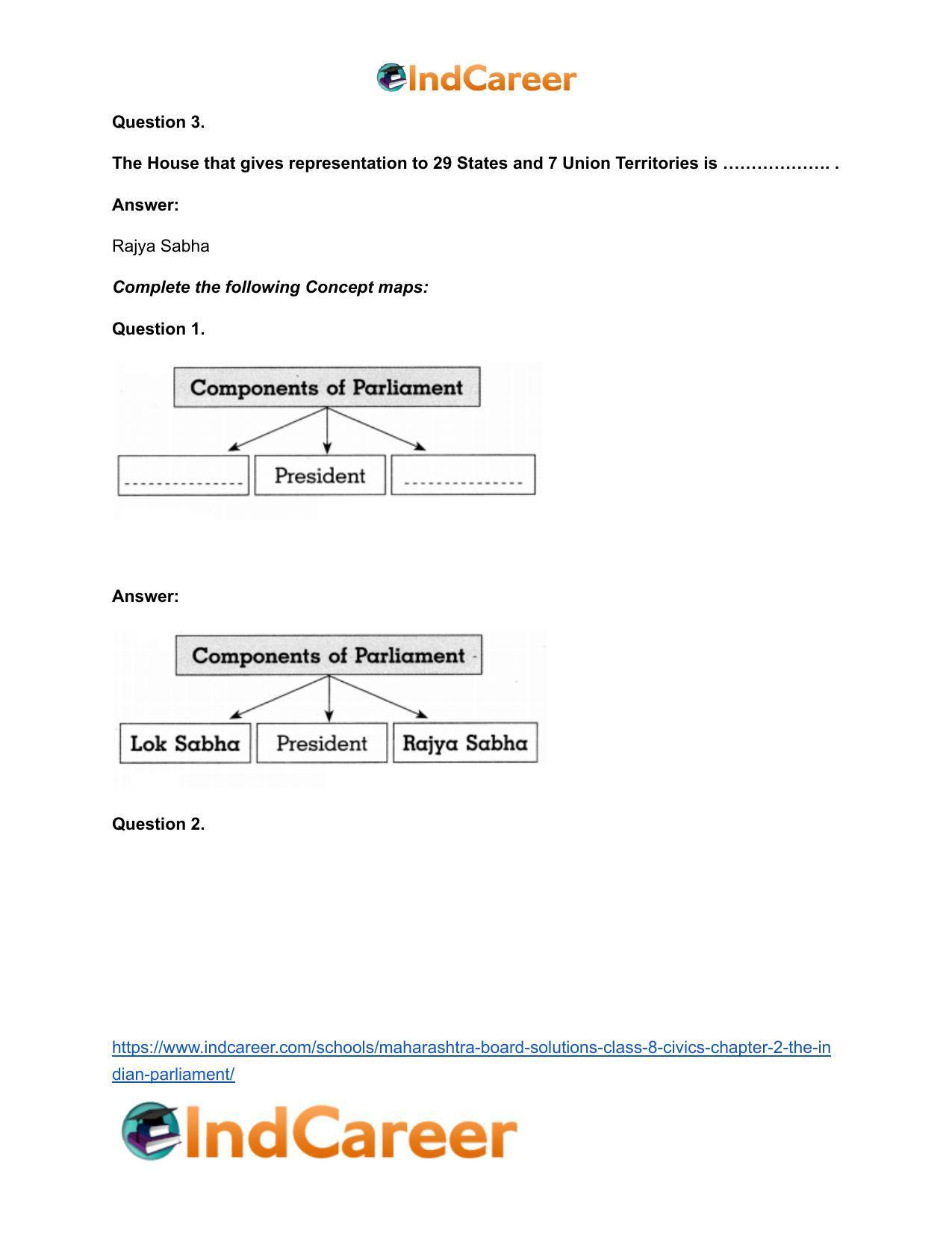 Maharashtra Board Solutions Class 8-Civics: Chapter 2- The Indian Parliament - Page 10