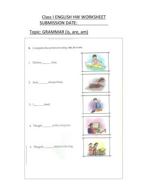 Worksheet for Class 1 English Assignment 47 Grammer