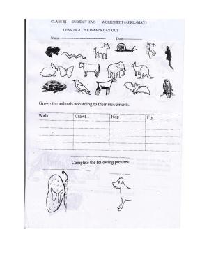 Worksheet for Class 3 EVS Assignment 15 Poonams Day Out