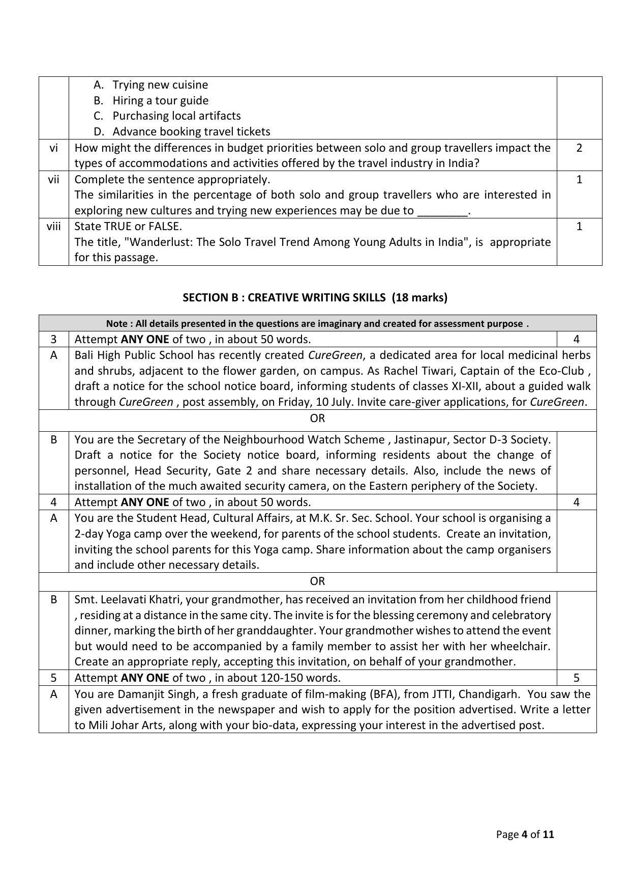 CBSE Class 12 English Core Sample Paper 2024 - Page 4