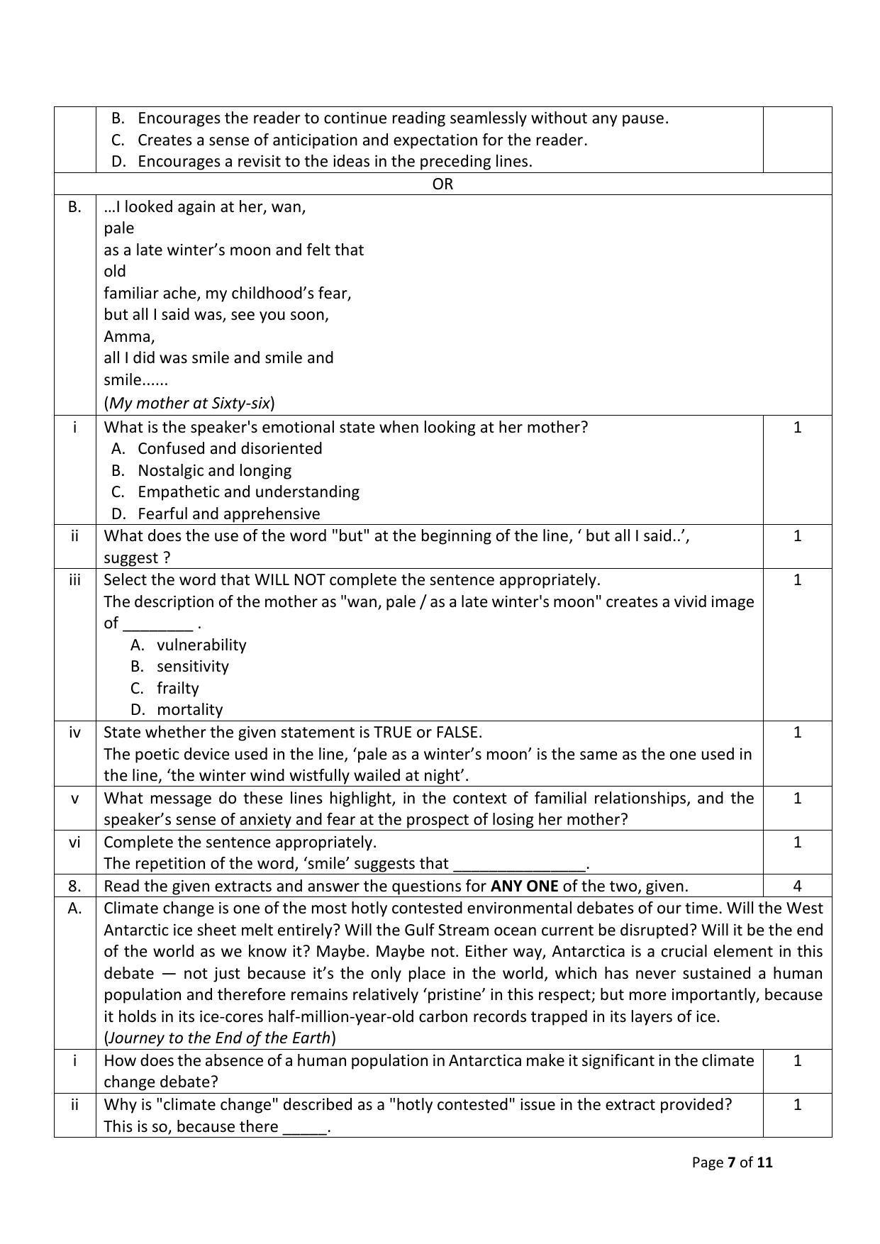 CBSE Class 12 English Core Sample Paper 2024 - Page 7