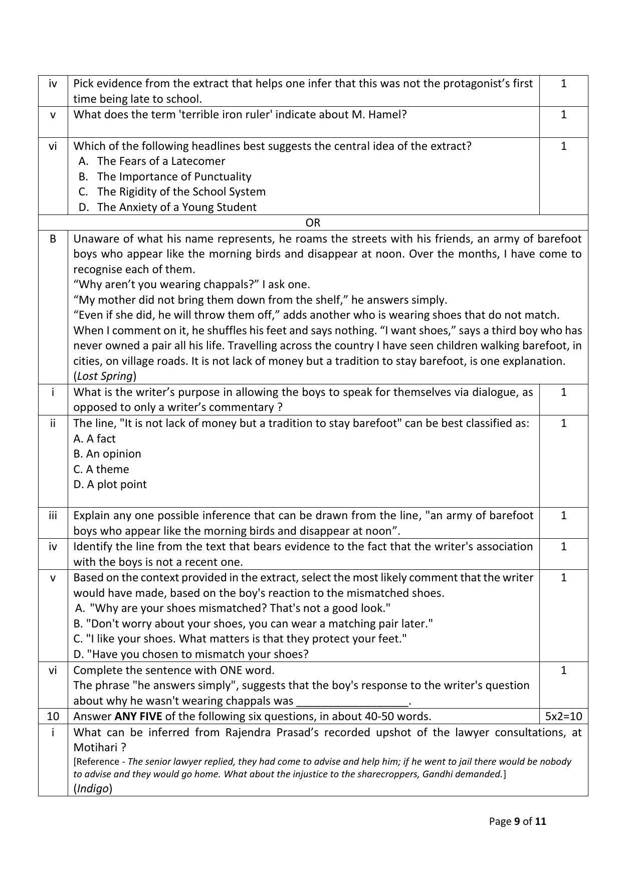 CBSE Class 12 English Core Sample Paper 2024 - Page 9