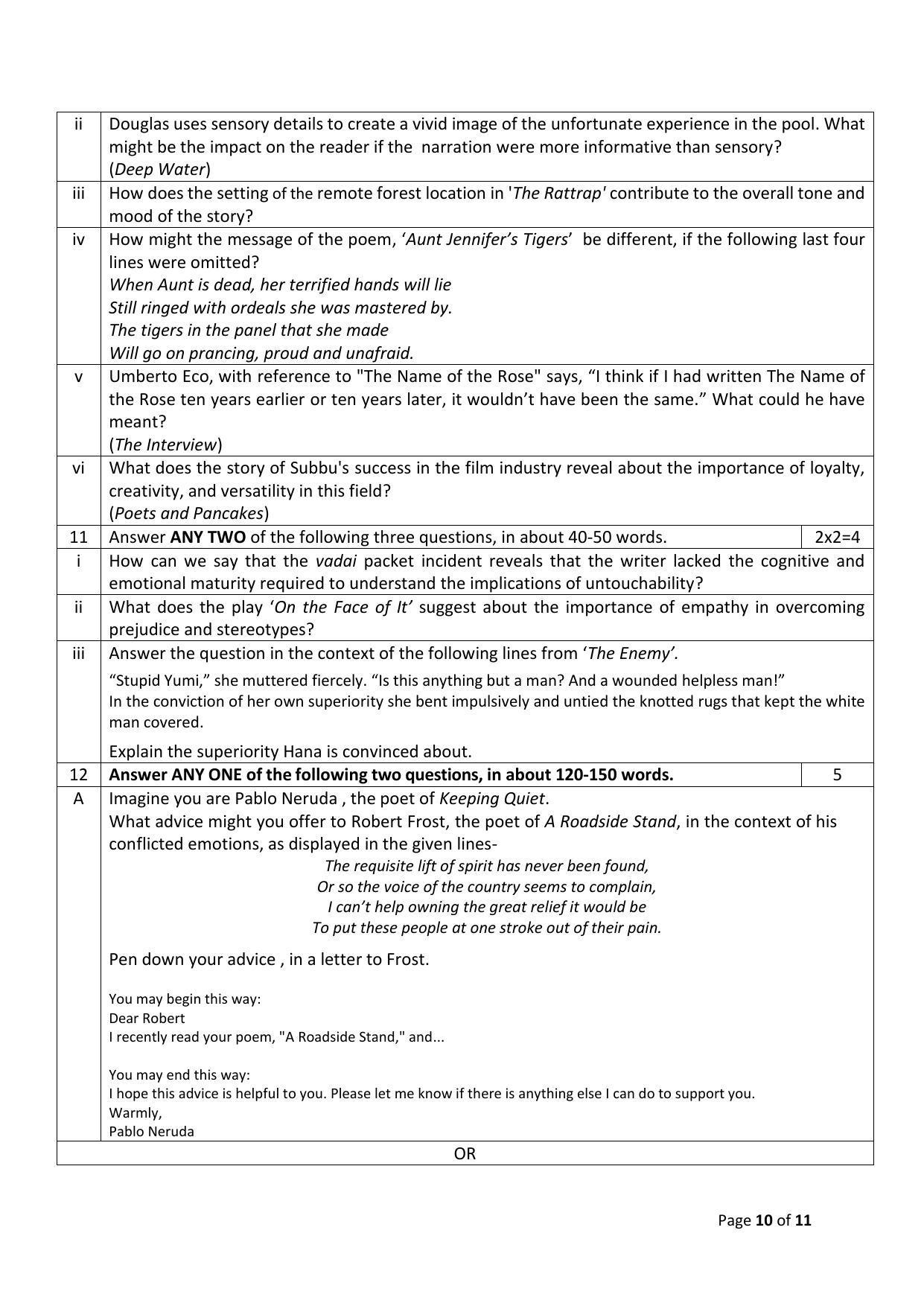 CBSE Class 12 English Core Sample Paper 2024 - Page 10