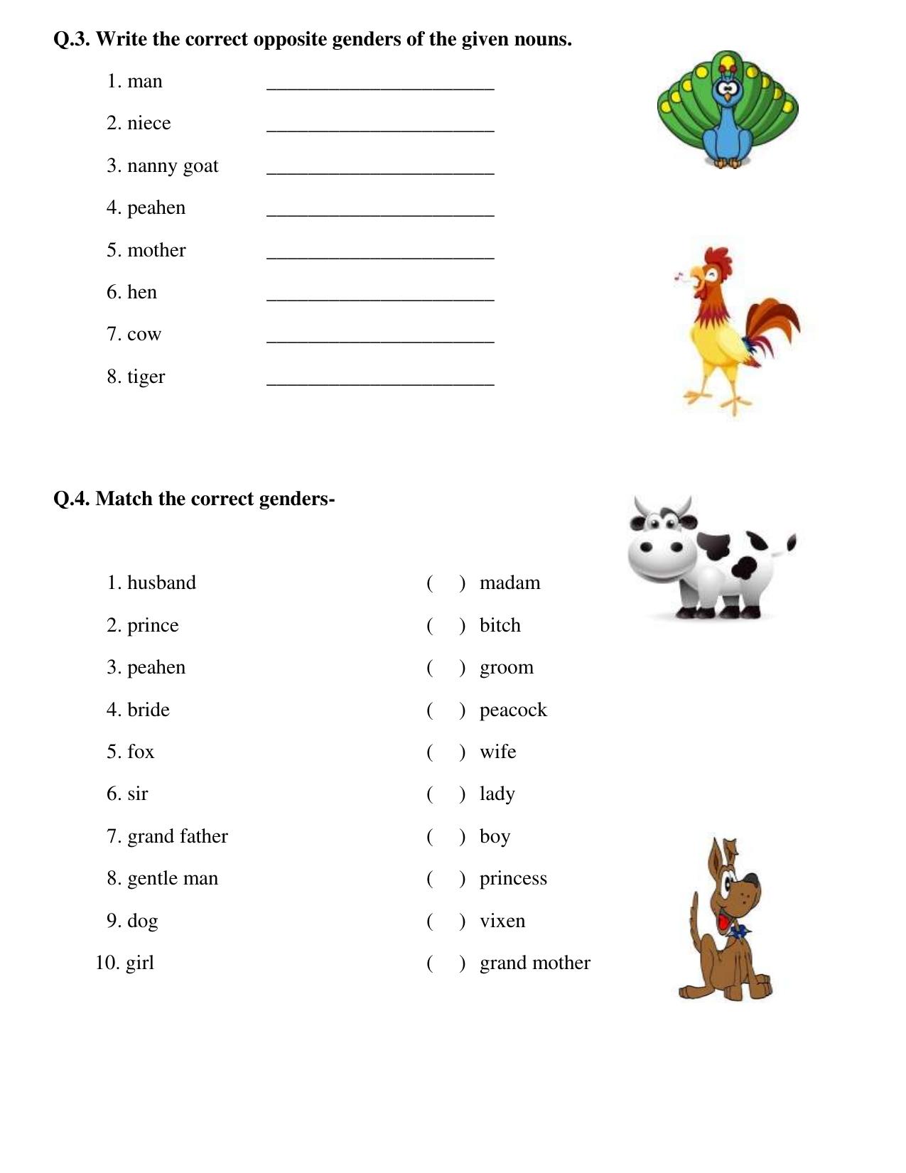 Worksheet for Class 2 English Assignment 112 Singular Nouns - Page 2