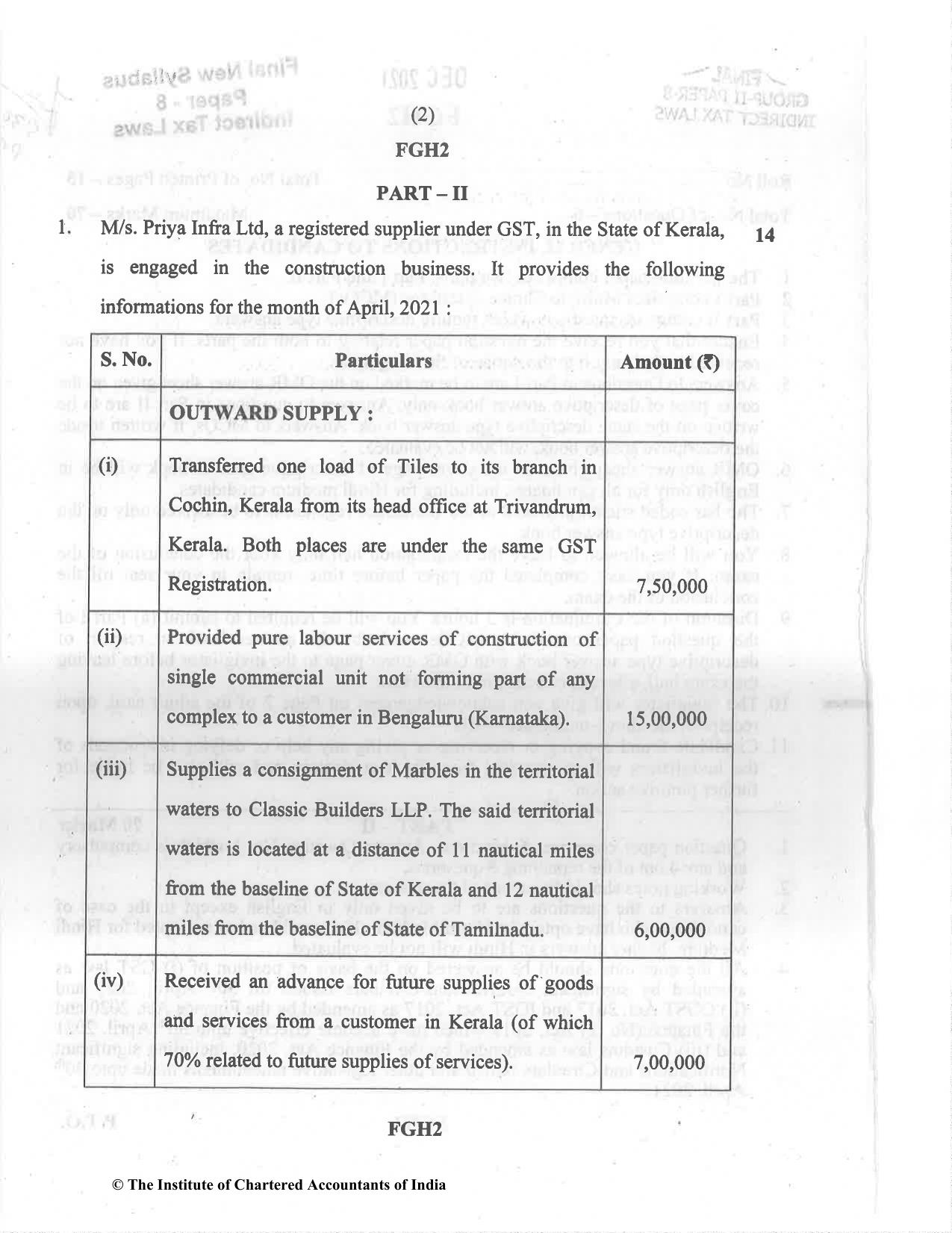CA Final Dec 2021 Question Paper - Paper 8 – Indirect Tax Laws - Page 2