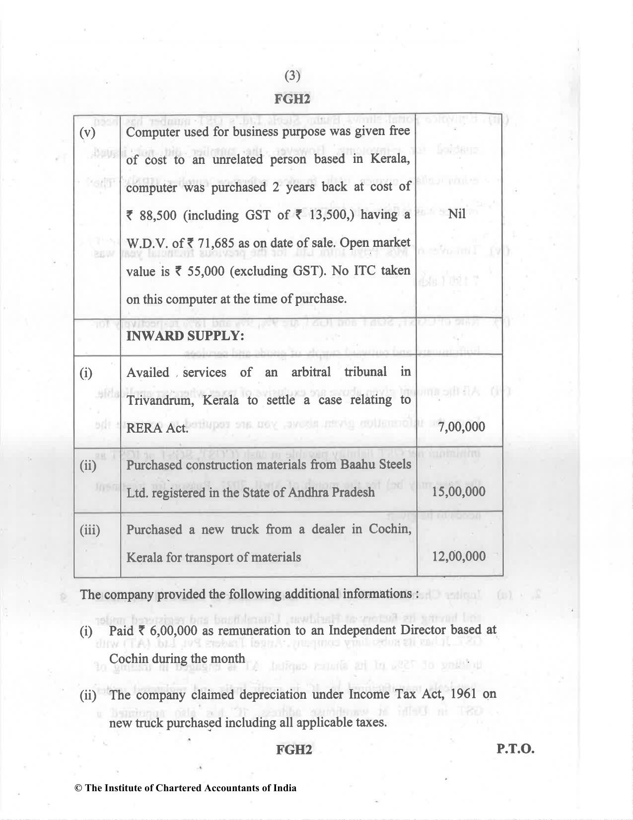 CA Final Dec 2021 Question Paper - Paper 8 – Indirect Tax Laws - Page 3