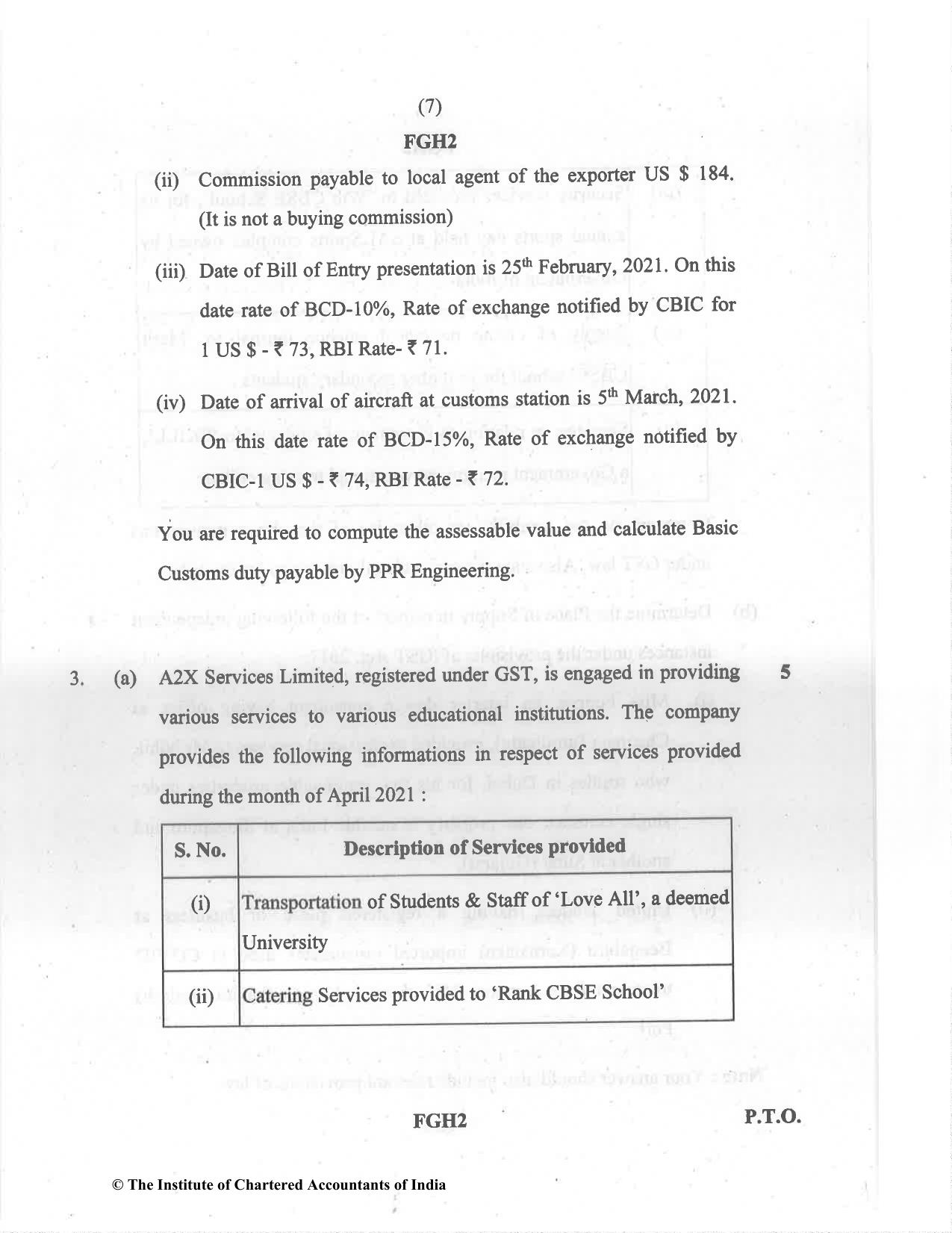 CA Final Dec 2021 Question Paper - Paper 8 – Indirect Tax Laws - Page 7