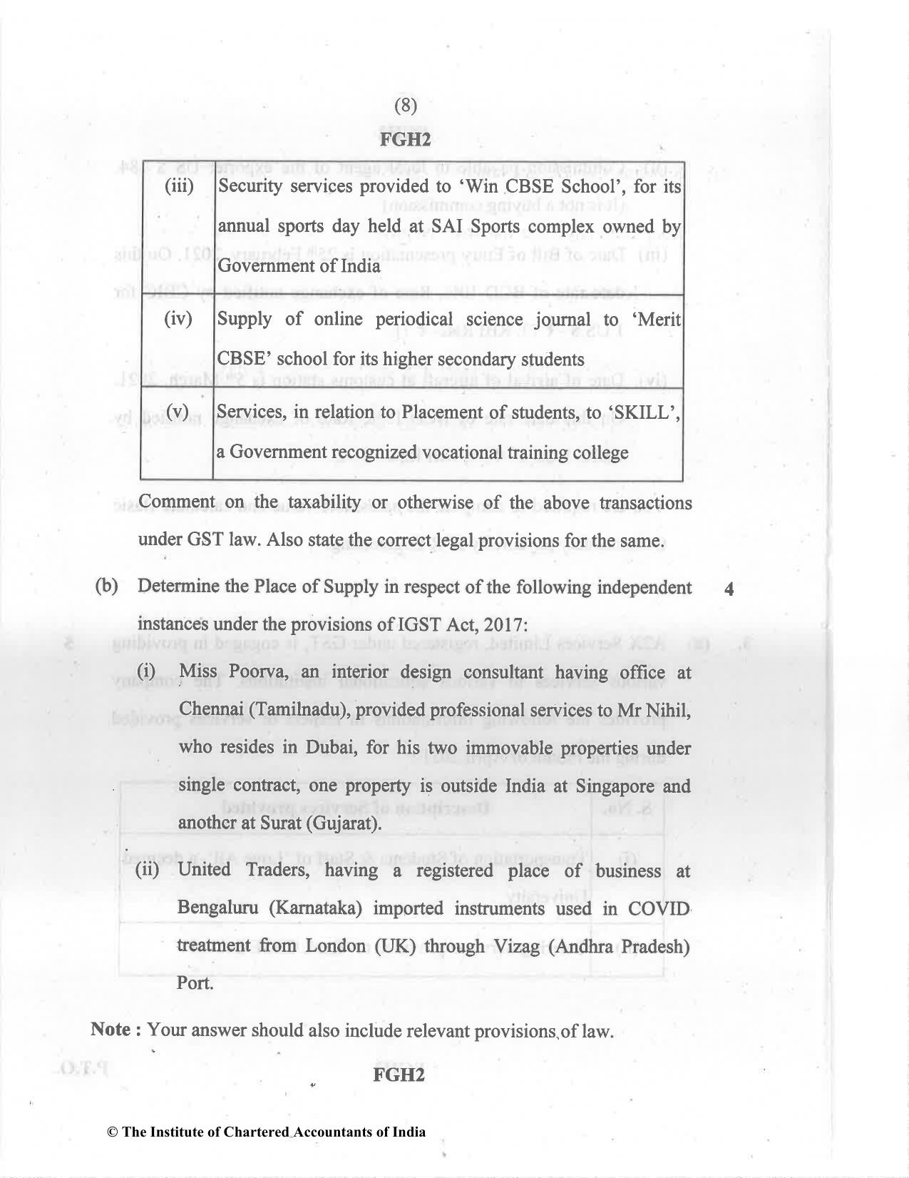CA Final Dec 2021 Question Paper - Paper 8 – Indirect Tax Laws - Page 8