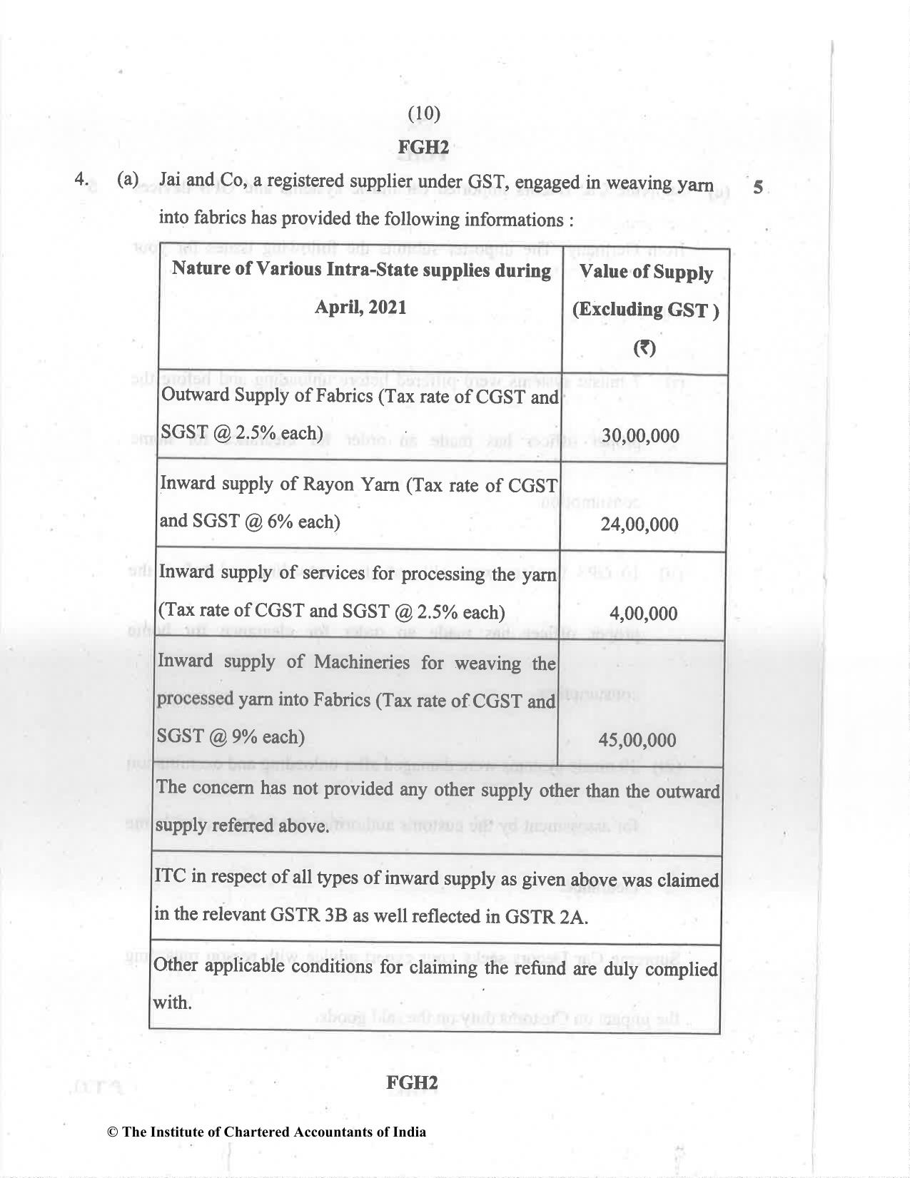 CA Final Dec 2021 Question Paper - Paper 8 – Indirect Tax Laws - Page 10