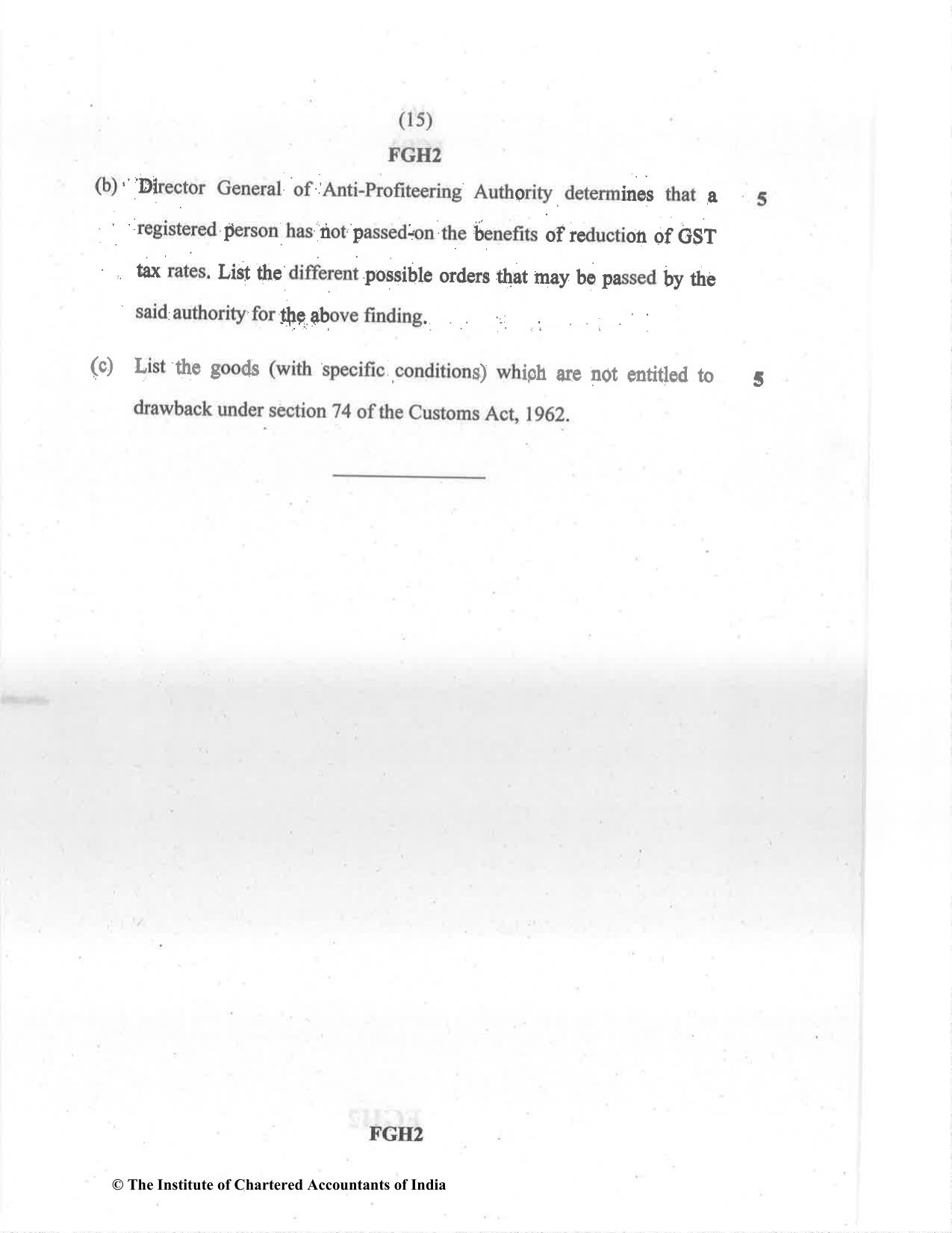CA Final Dec 2021 Question Paper - Paper 8 – Indirect Tax Laws - Page 15