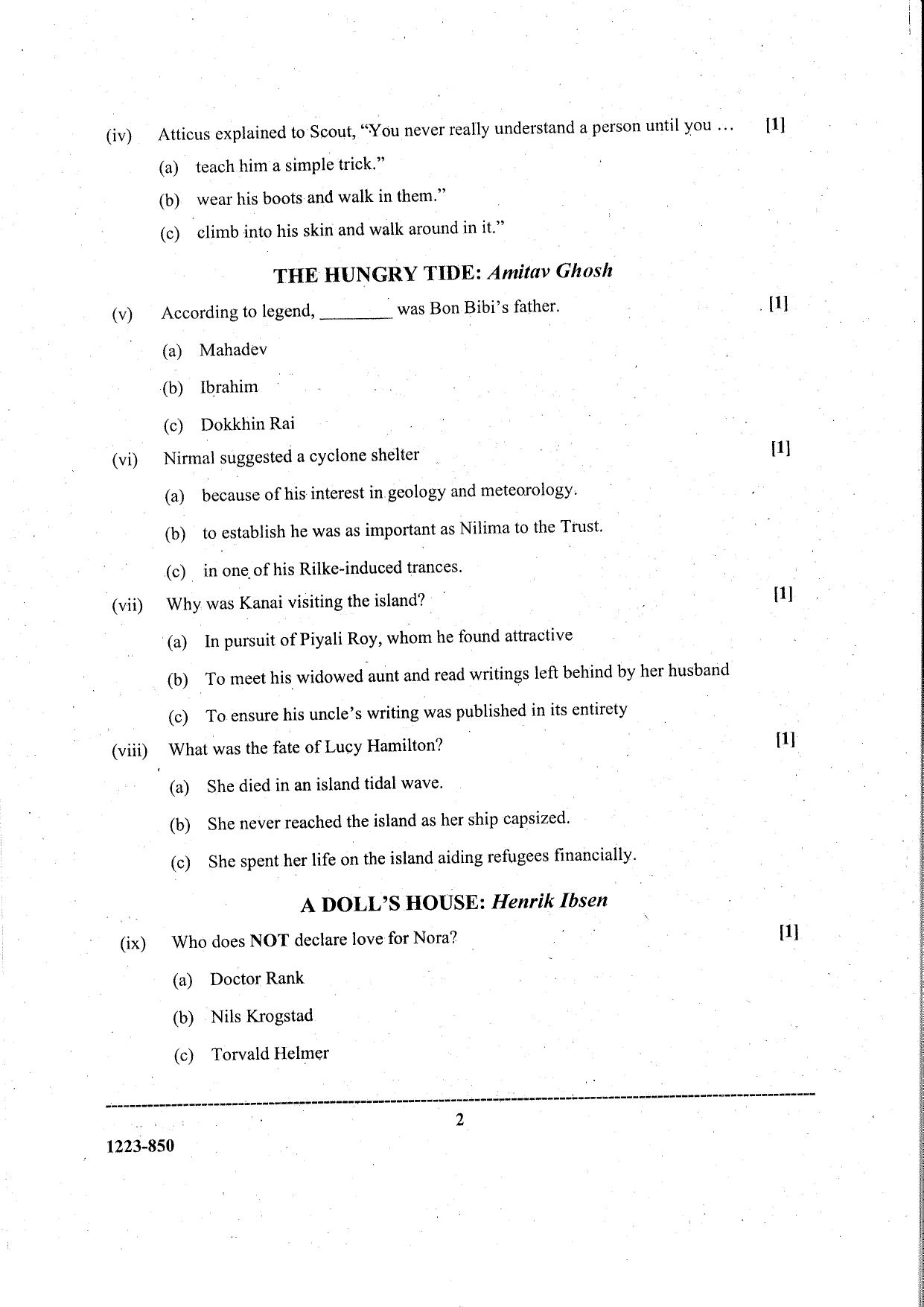 ISC Class 12 Elective English 2023 Question Paper - Page 2