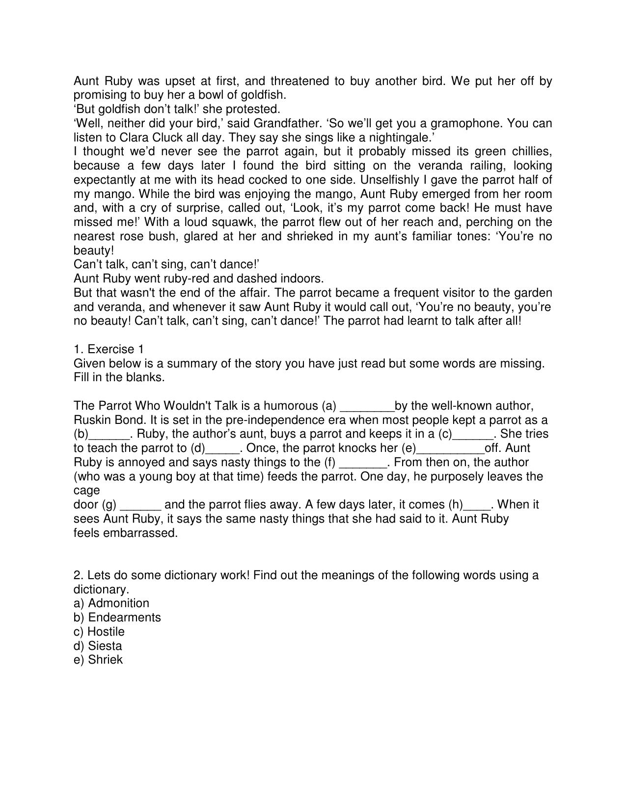 CBSE Worksheets for Class 6 English Ruskin Bond Assignment - Page 2