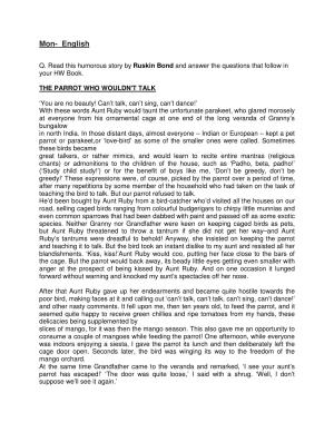 CBSE Worksheets for Class 6 English Ruskin Bond Assignment