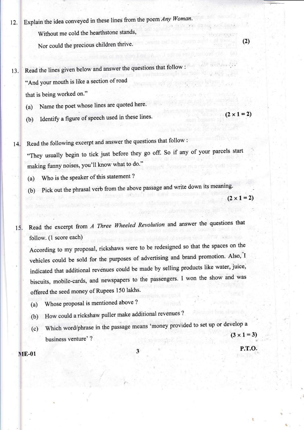 Kerala Plus Two 2021 English Model Question Paper - Page 3