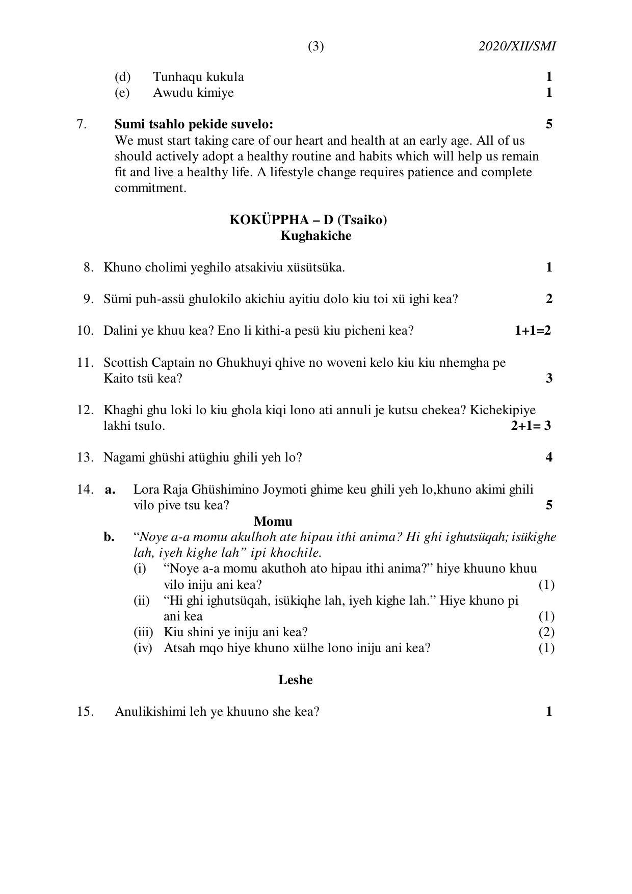 Nagaland Board Class 12 SÜMI (SÜTSAH) 2020 Question Papers - Page 3