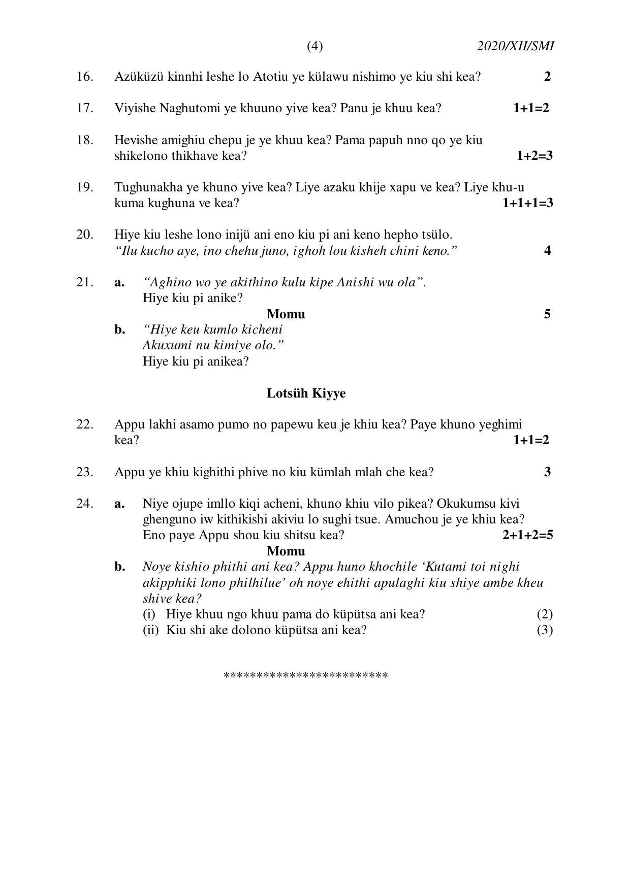 Nagaland Board Class 12 SÜMI (SÜTSAH) 2020 Question Papers - Page 4