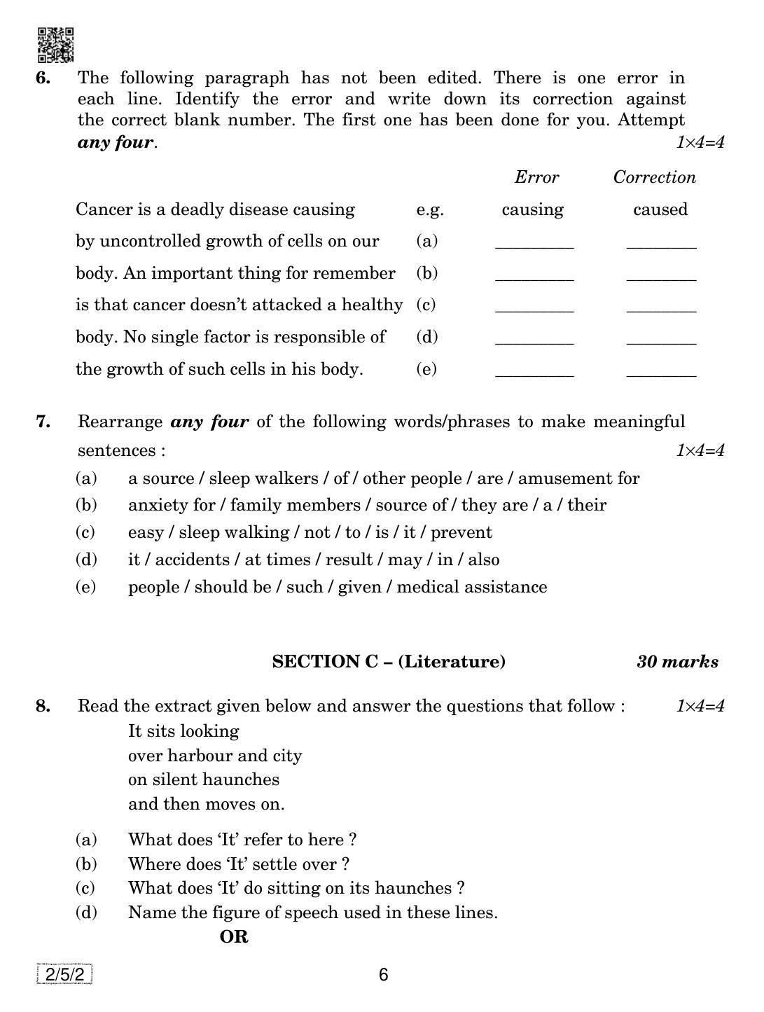 CBSE Class 10 2-5-2 ENGLISH LANGUAGE AND LETERATURE 2019 Question Paper - Page 6
