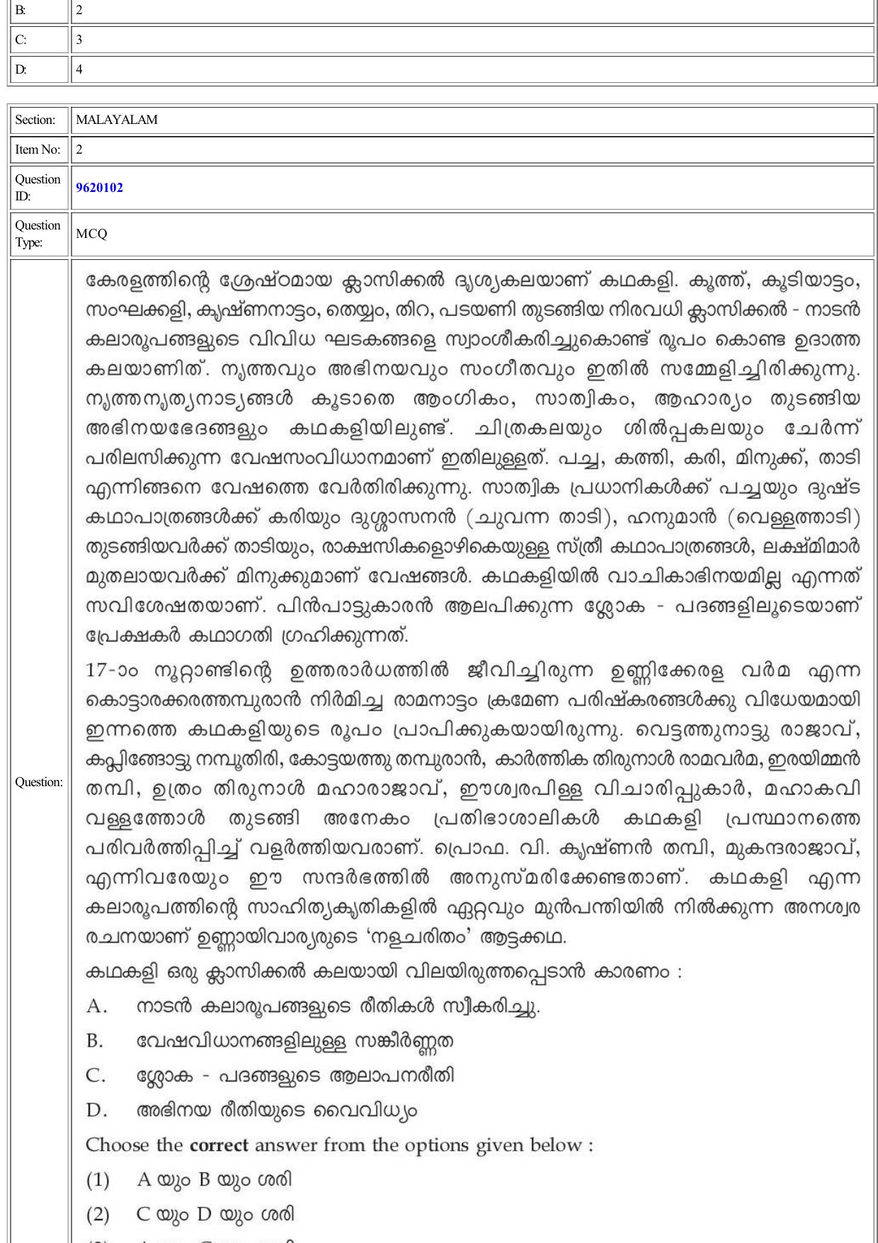 CUET 2022 Question Paper of Malayalam - Page 2
