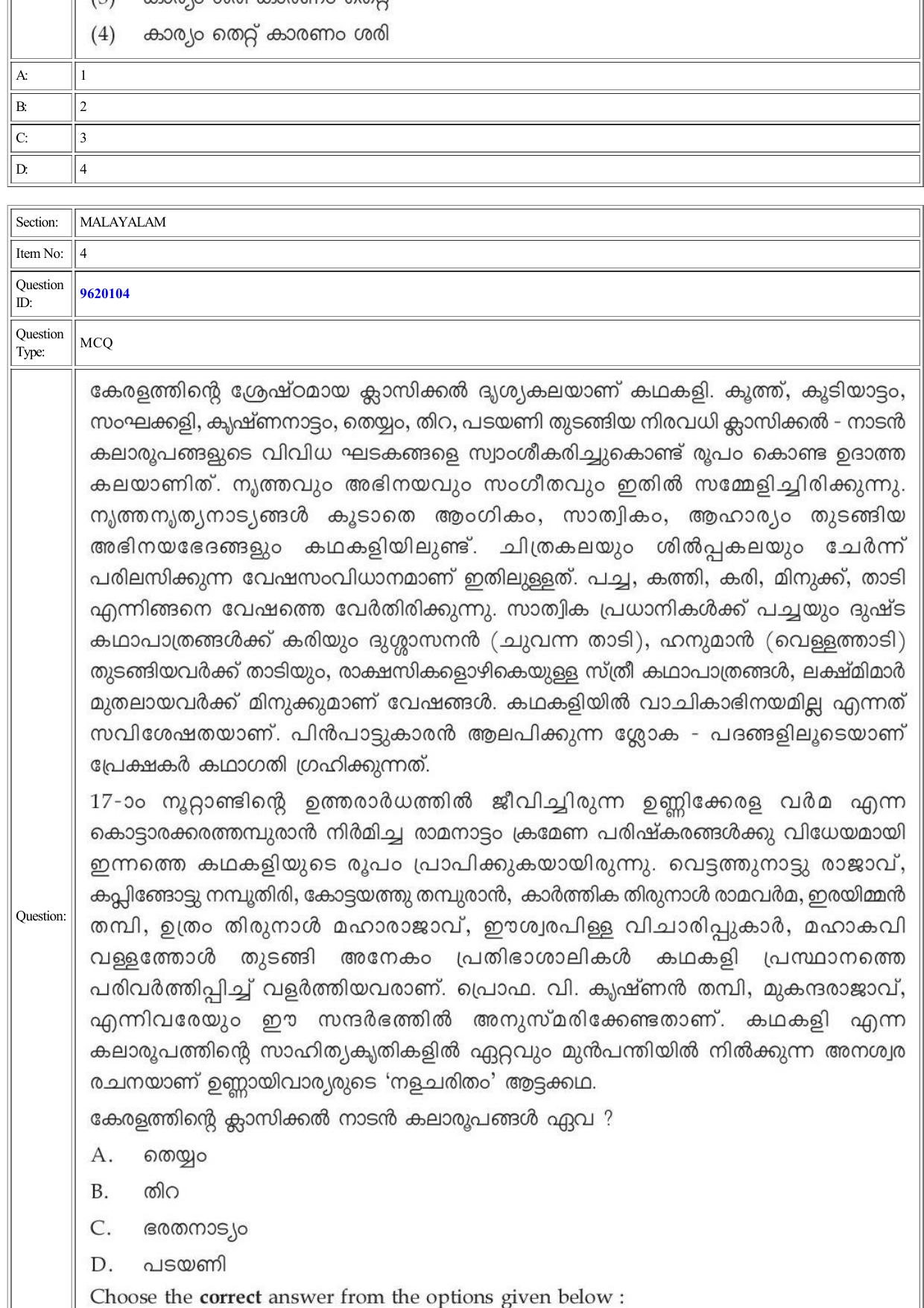 CUET 2022 Question Paper of Malayalam - Page 4