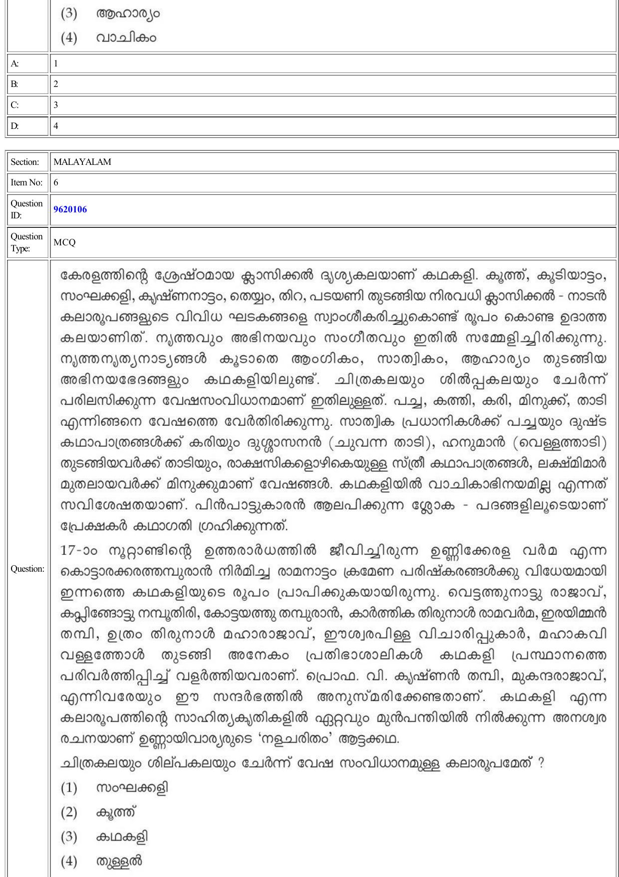 CUET 2022 Question Paper of Malayalam - Page 6