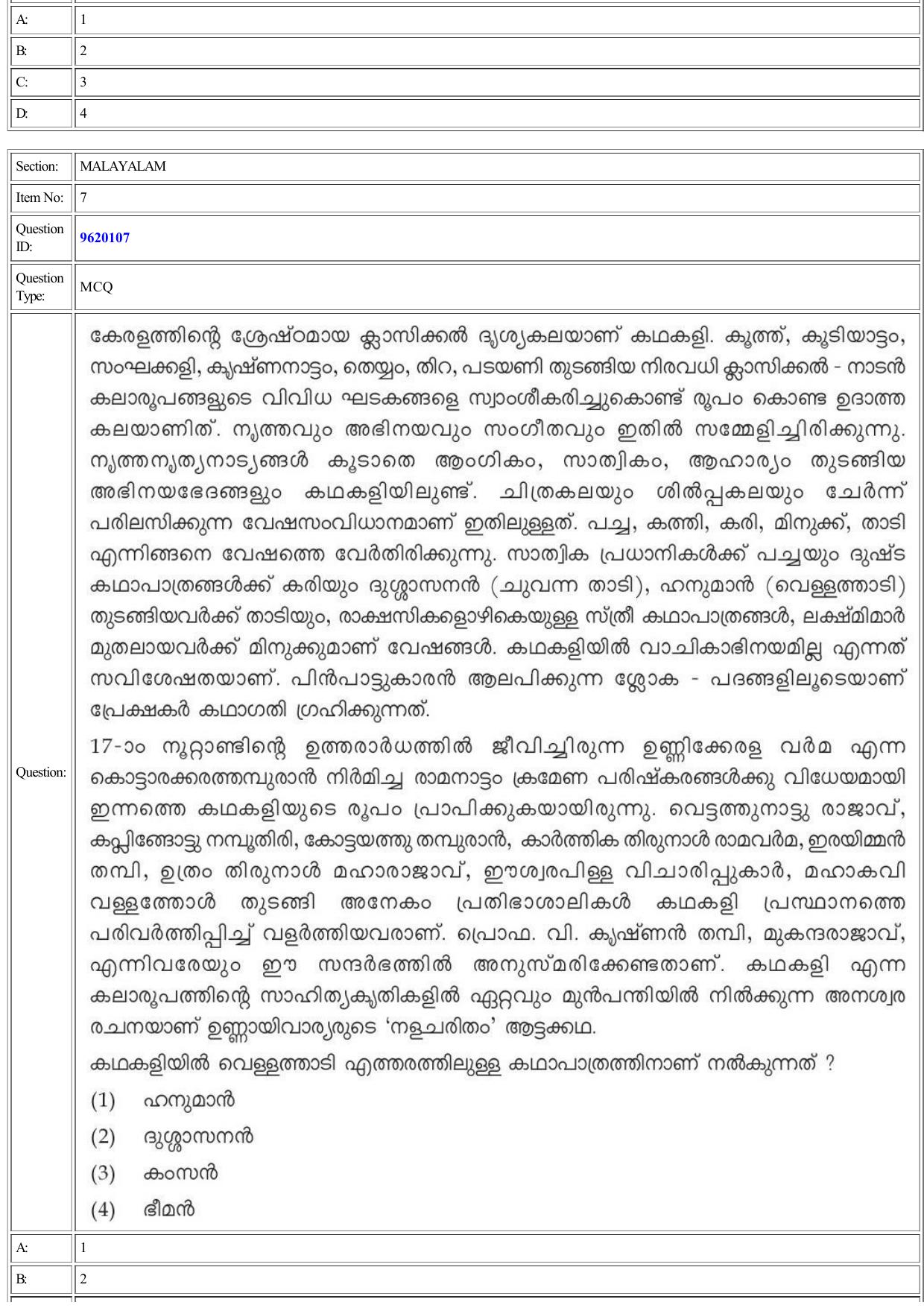 CUET 2022 Question Paper of Malayalam - Page 7