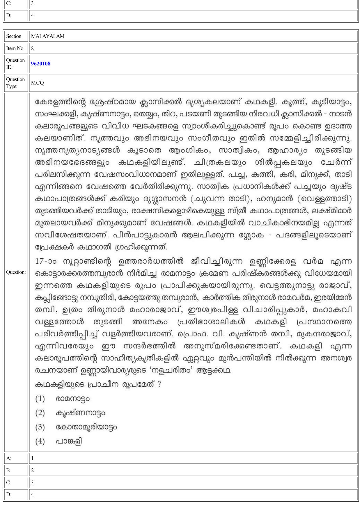 CUET 2022 Question Paper of Malayalam - Page 8
