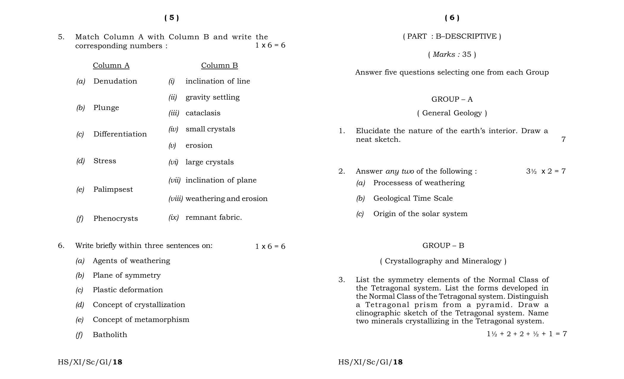 Meghalaya Board (MBOSE) Class 11 Geology 2018 Question Paper - Page 3