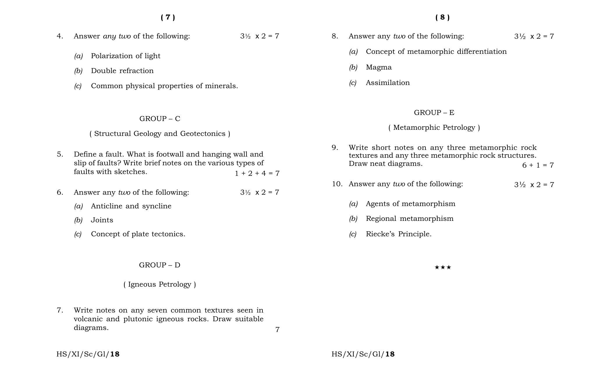 Meghalaya Board (MBOSE) Class 11 Geology 2018 Question Paper - Page 4