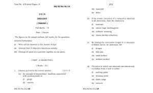 Meghalaya Board (MBOSE) Class 11 Geology 2018 Question Paper