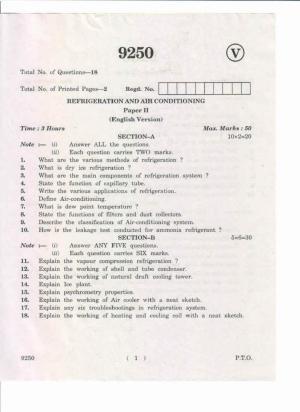 AP Inter 2nd Year Refrigeration and Air Conditioning-II May-2019-Vocational Question Paper