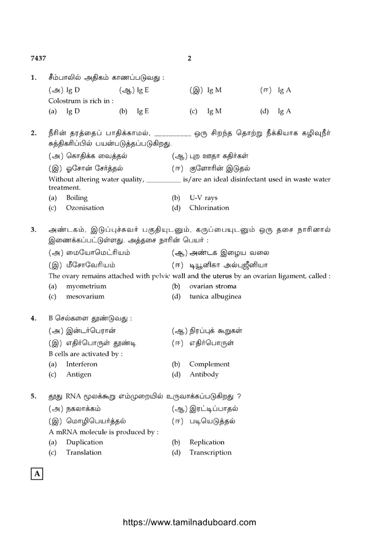TN Class 12 2024 Zoology Question Papers - Page 2