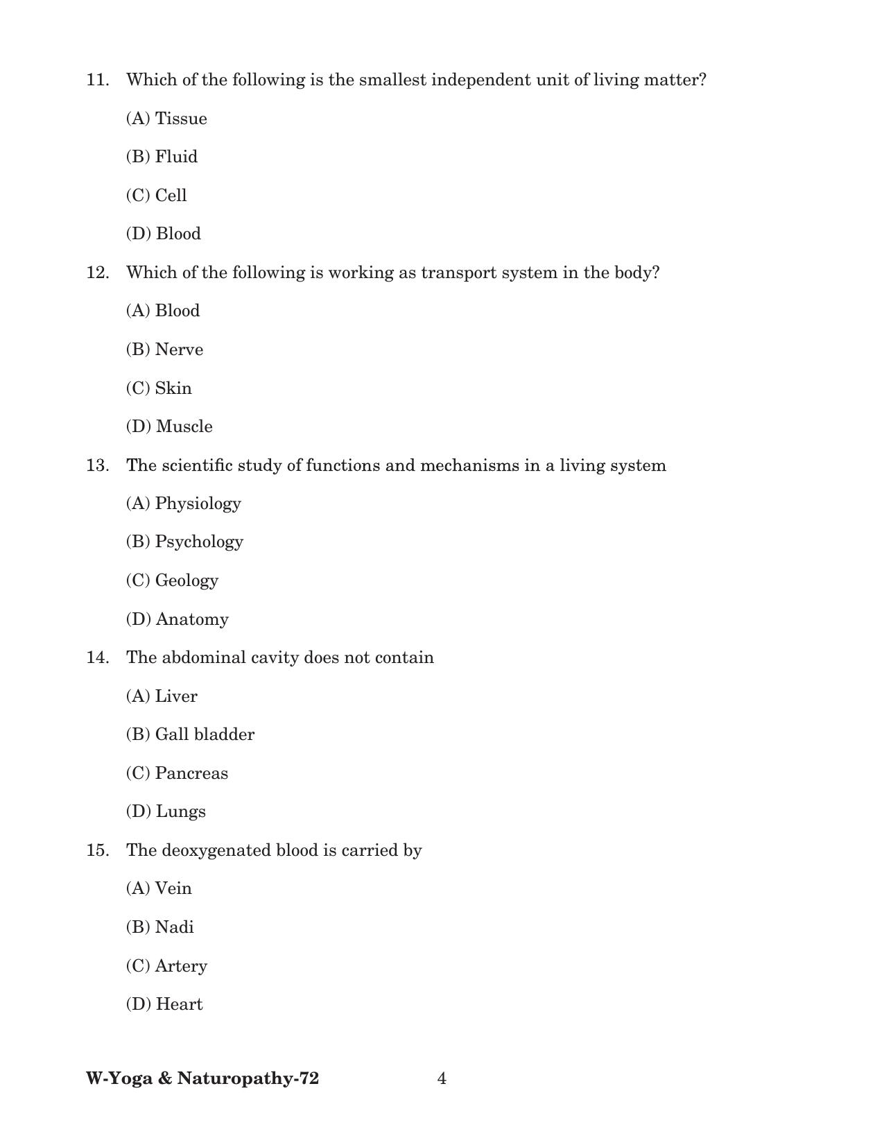 Odisha CPET 2022 YOGA & NATUROPATHY Question Paper - Page 4