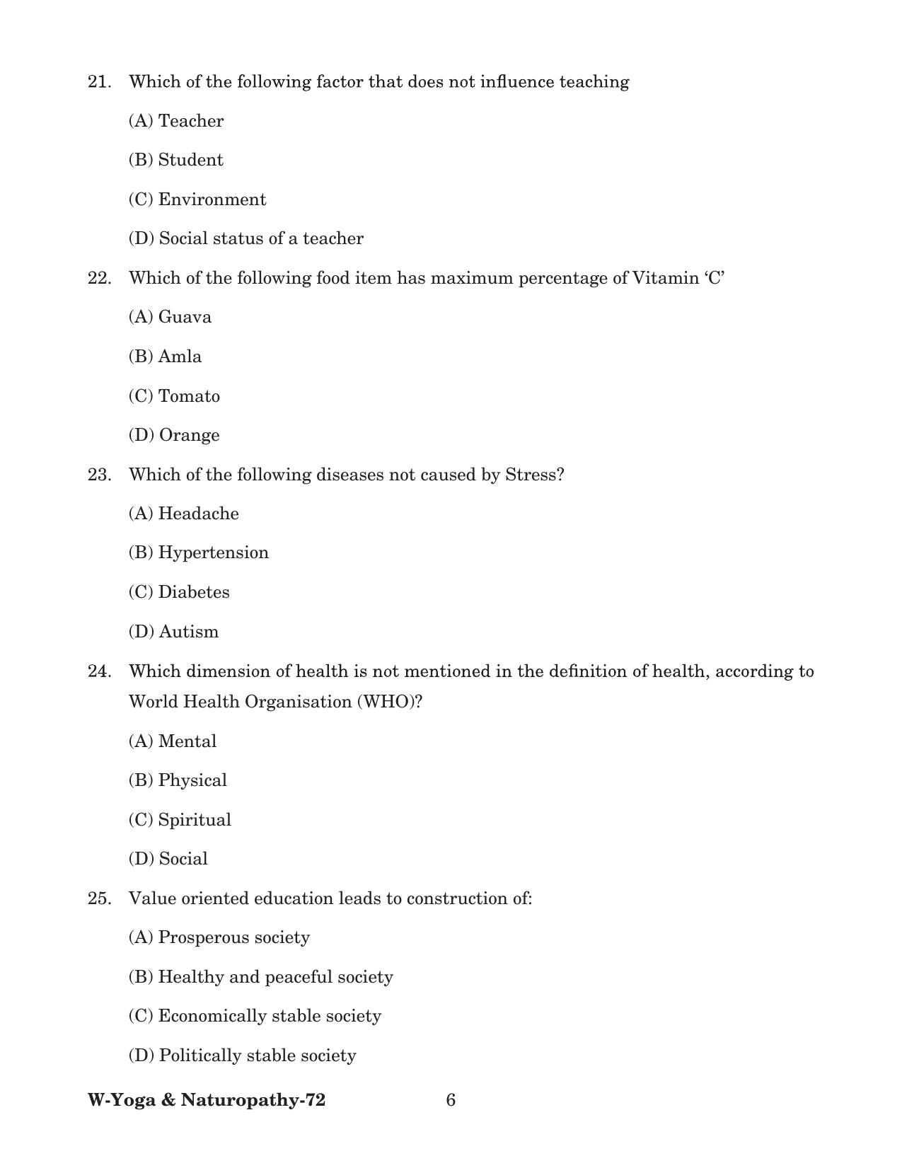 Odisha CPET 2022 YOGA & NATUROPATHY Question Paper - Page 6