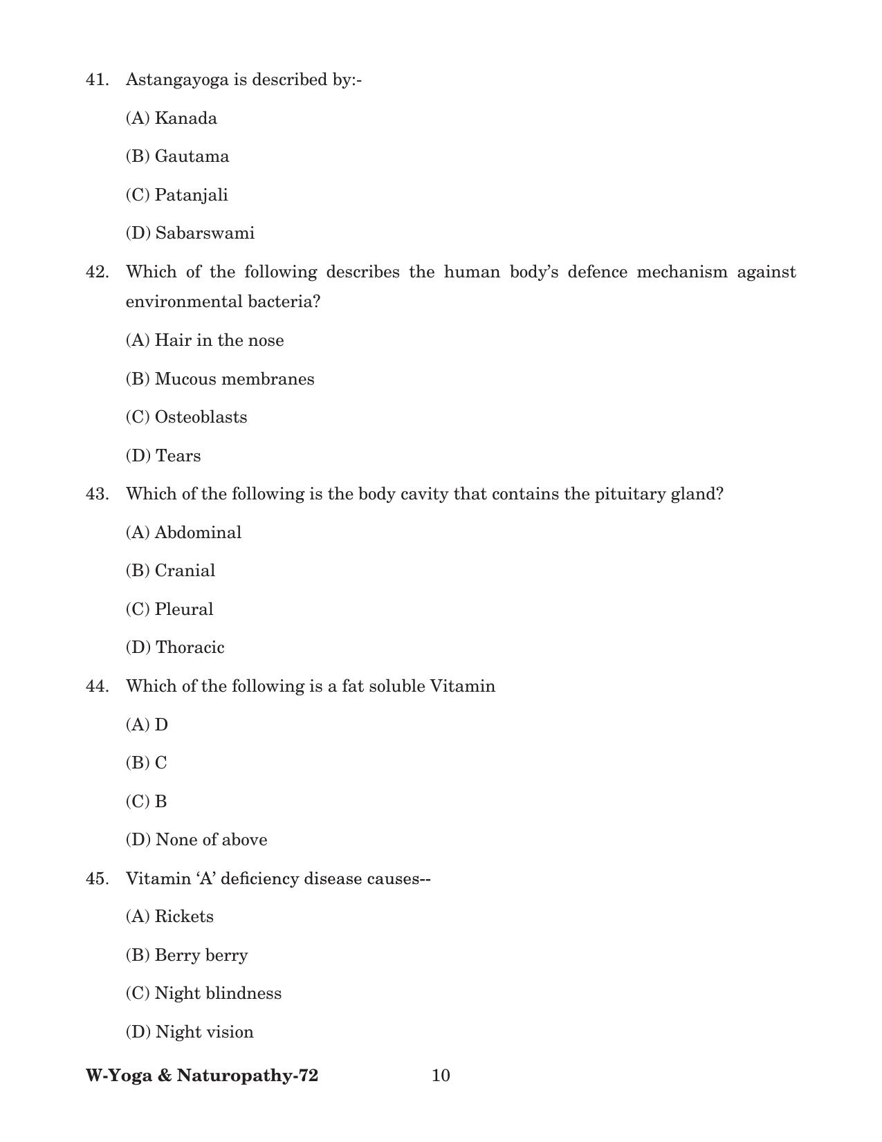 Odisha CPET 2022 YOGA & NATUROPATHY Question Paper - Page 10