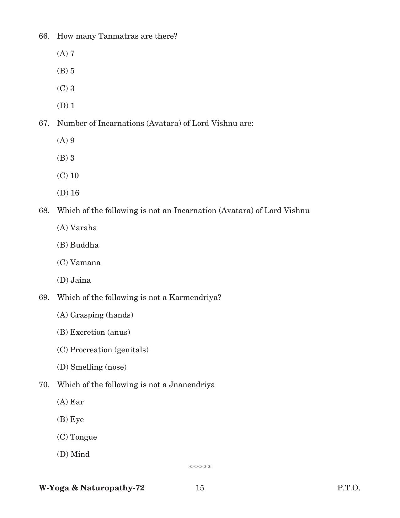 Odisha CPET 2022 YOGA & NATUROPATHY Question Paper - Page 15