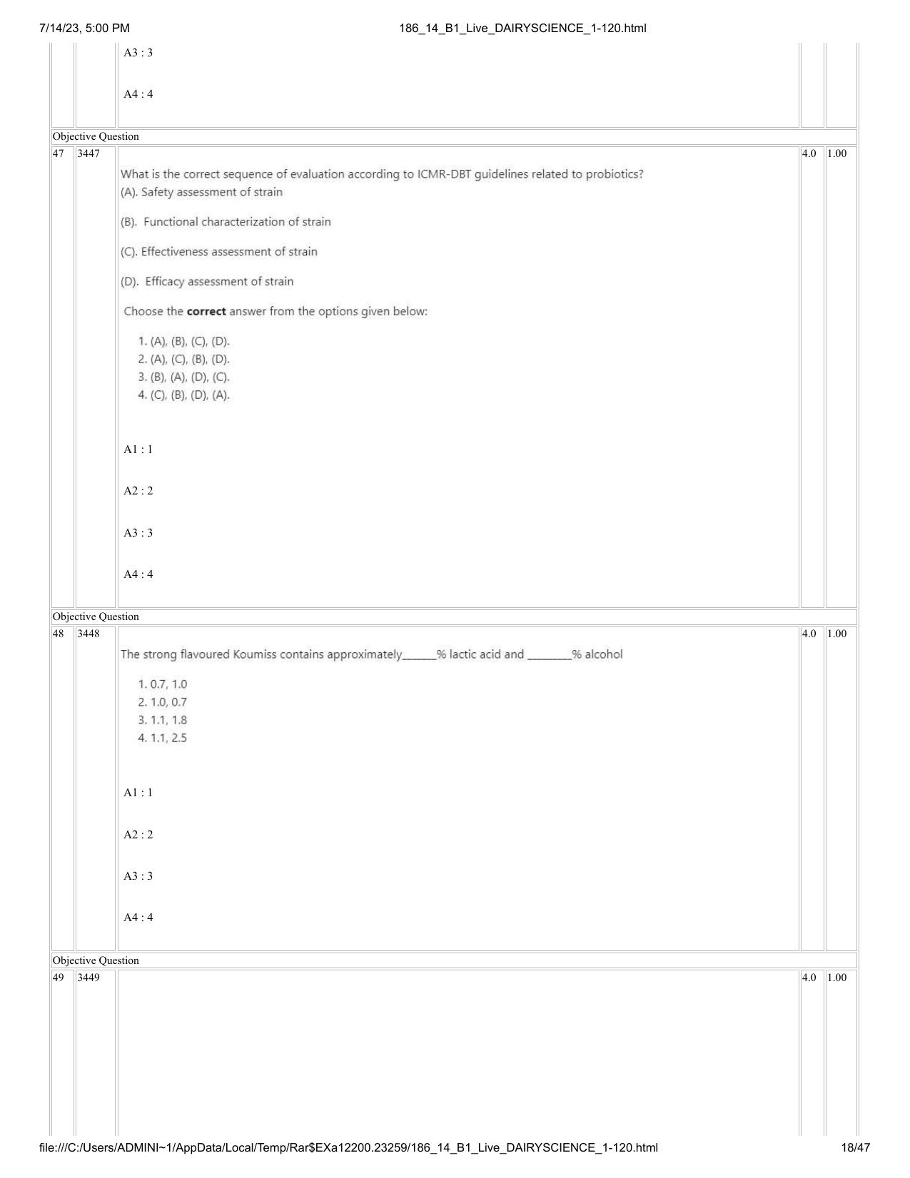 ICAR AIEEA PG 2023 DAIRY SCIENCE Question Paper- 14 July 2023 - Page 18