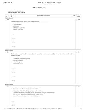 ICAR AIEEA PG 2023 DAIRY SCIENCE Question Paper- 14 July 2023
