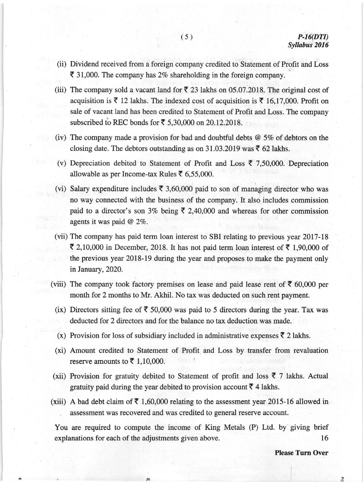 ICMAI June 2018 Tax Laws and International Taxation Question Paper (Final) - Page 5