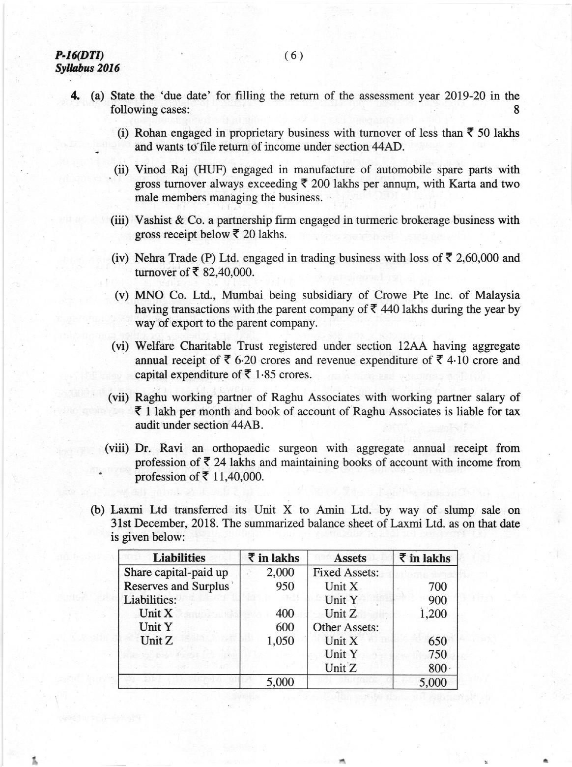 ICMAI June 2018 Tax Laws and International Taxation Question Paper (Final) - Page 6