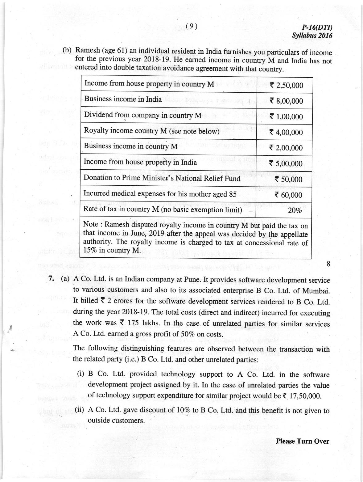 ICMAI June 2018 Tax Laws and International Taxation Question Paper (Final) - Page 9
