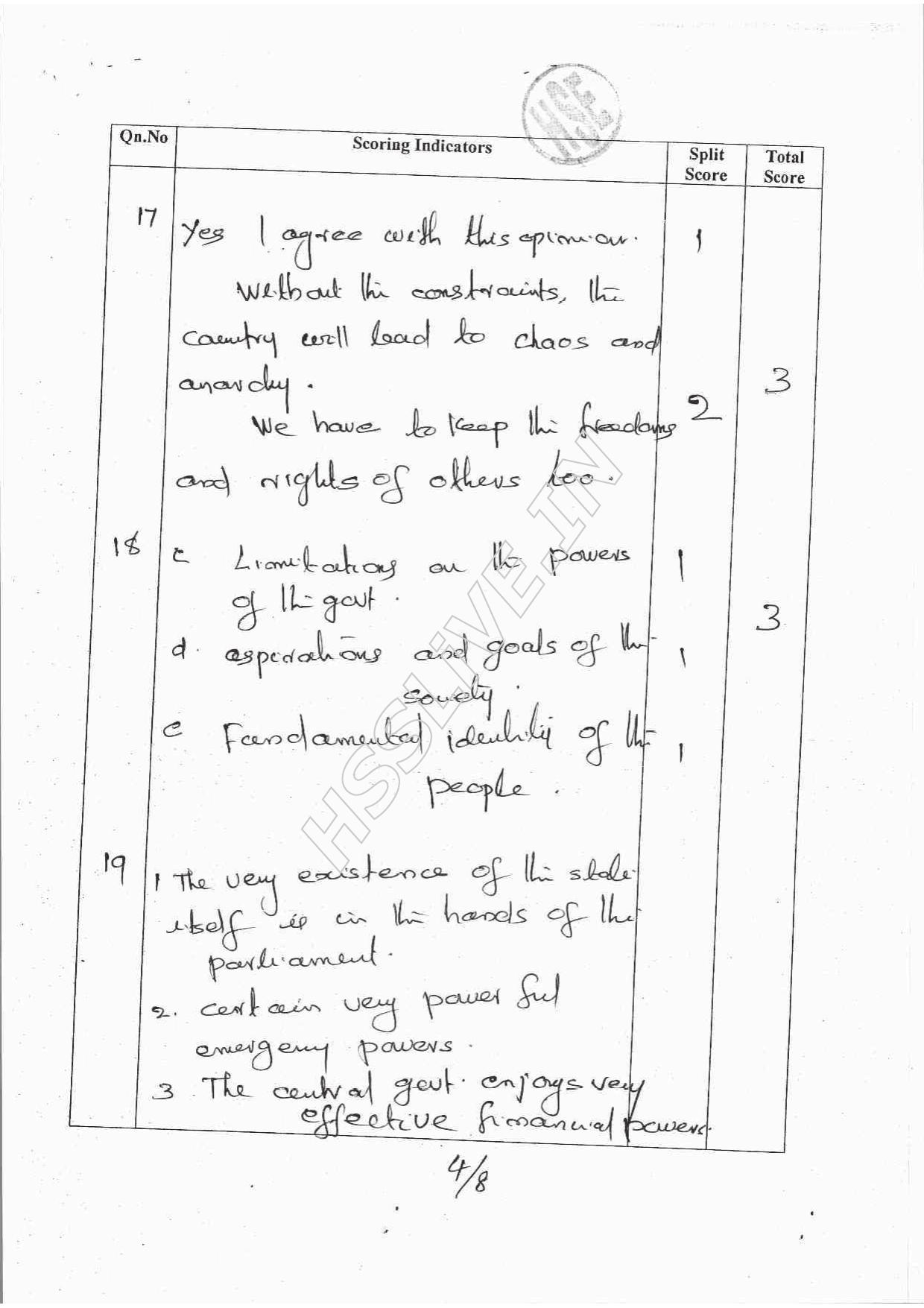 Kerala Plus One 2016 Political Science Answer Key - Page 4