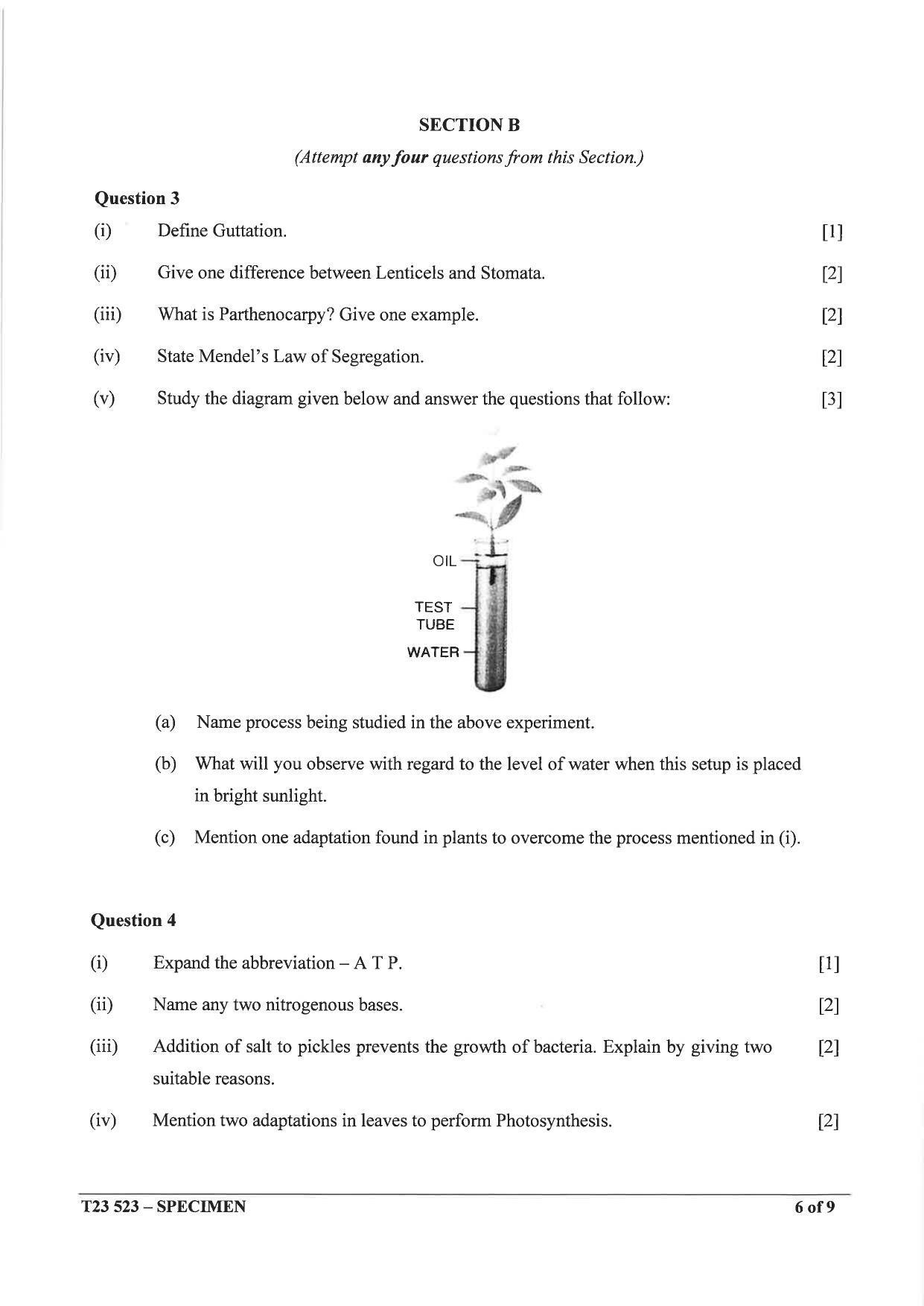 ICSE Class 10 Biology Sample Paper 2023 - Page 6