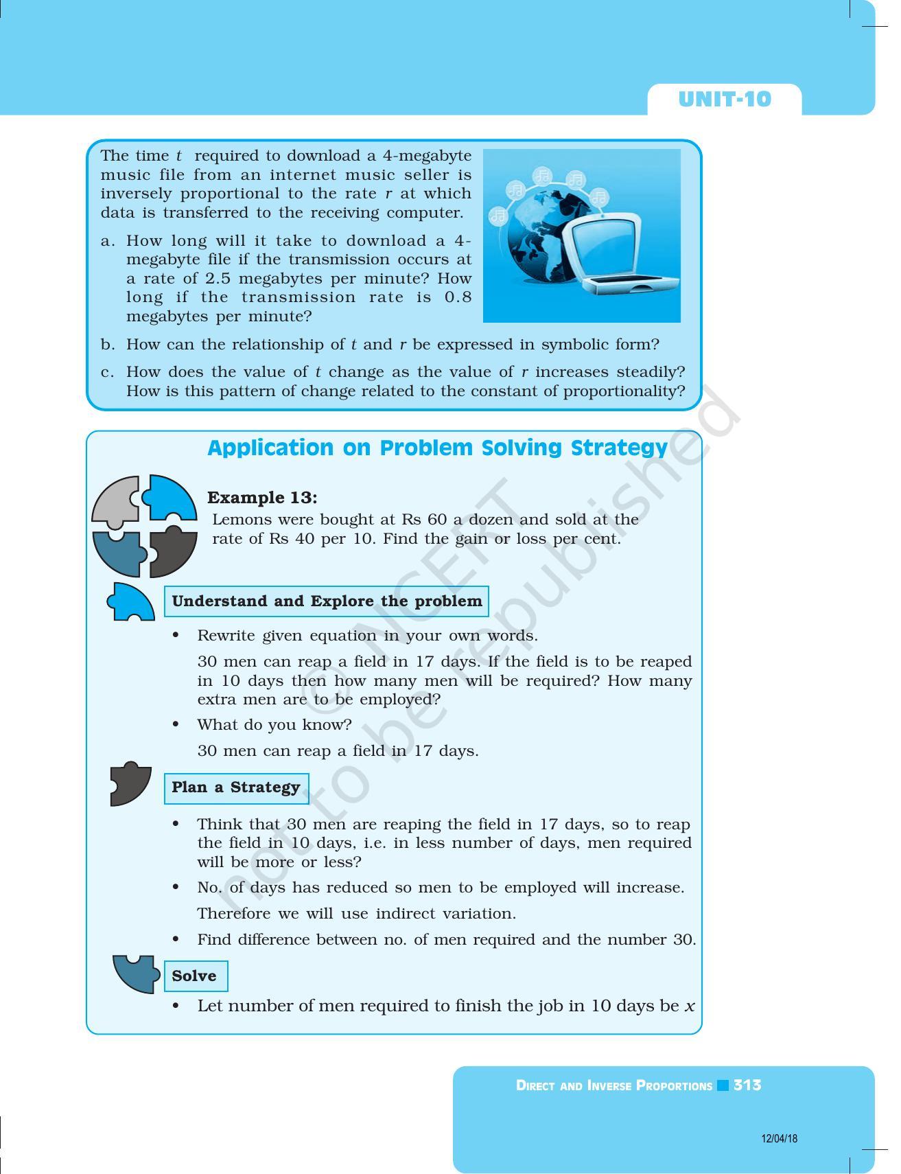 NCERT Exemplar Book for Class 8 Maths: Chapter 10- Direct and Inverse Proportions - Page 5