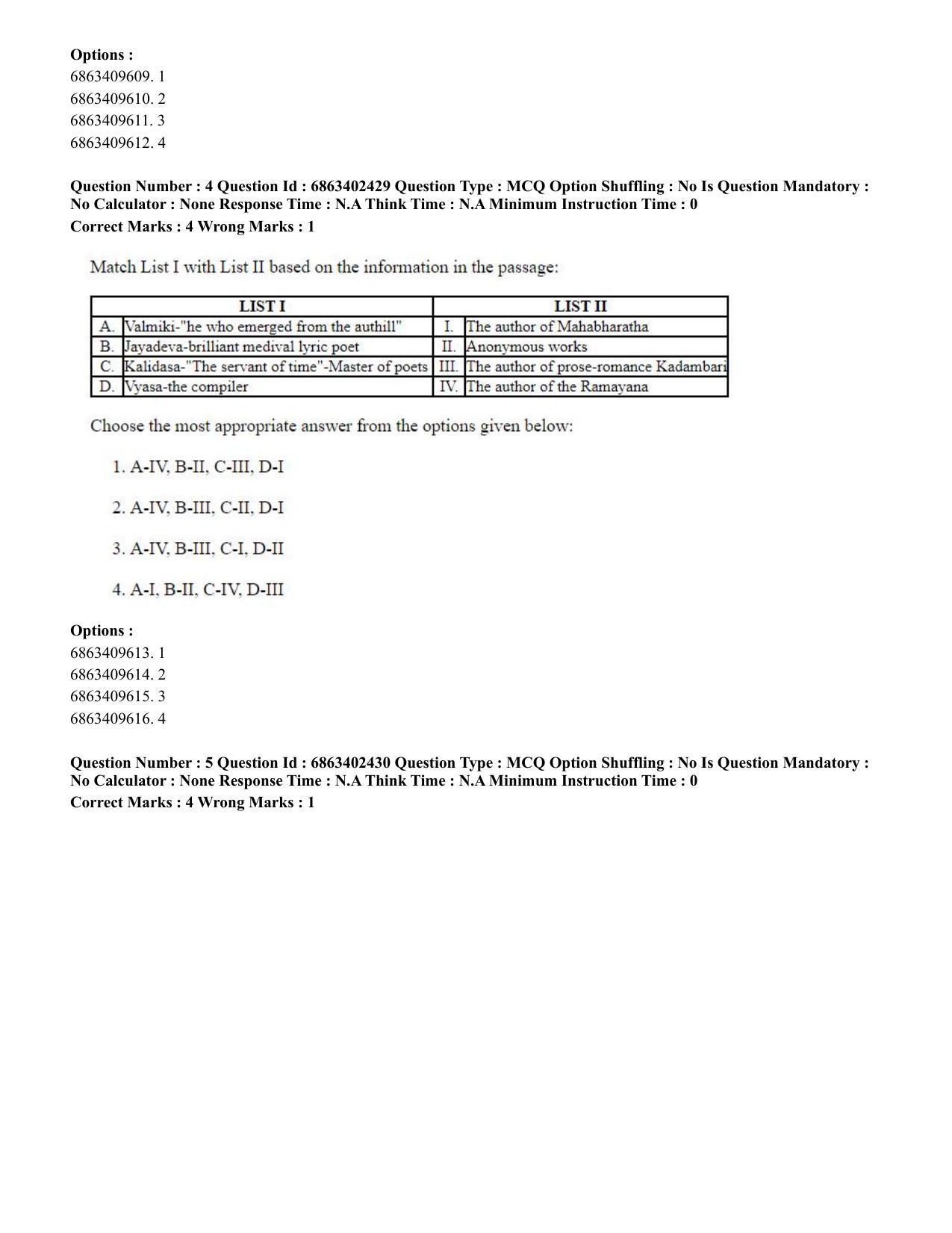 CUET PG 2023: ACQP19 – Sahitya (Alankara and Kavya varga) (Eng.) - Shift 2 (5-06-2023) Question Paper - Page 7