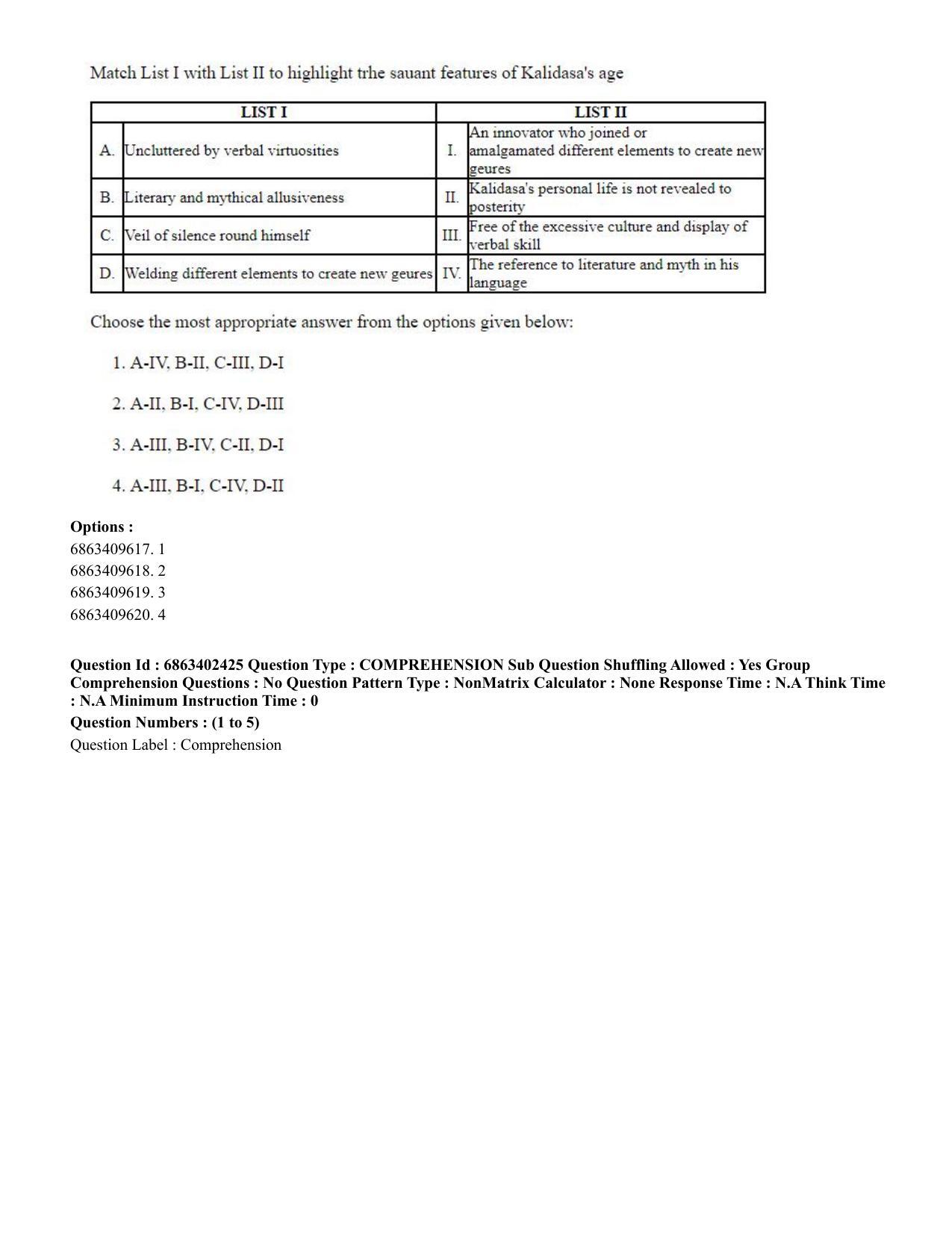 CUET PG 2023: ACQP19 – Sahitya (Alankara and Kavya varga) (Eng.) - Shift 2 (5-06-2023) Question Paper - Page 8