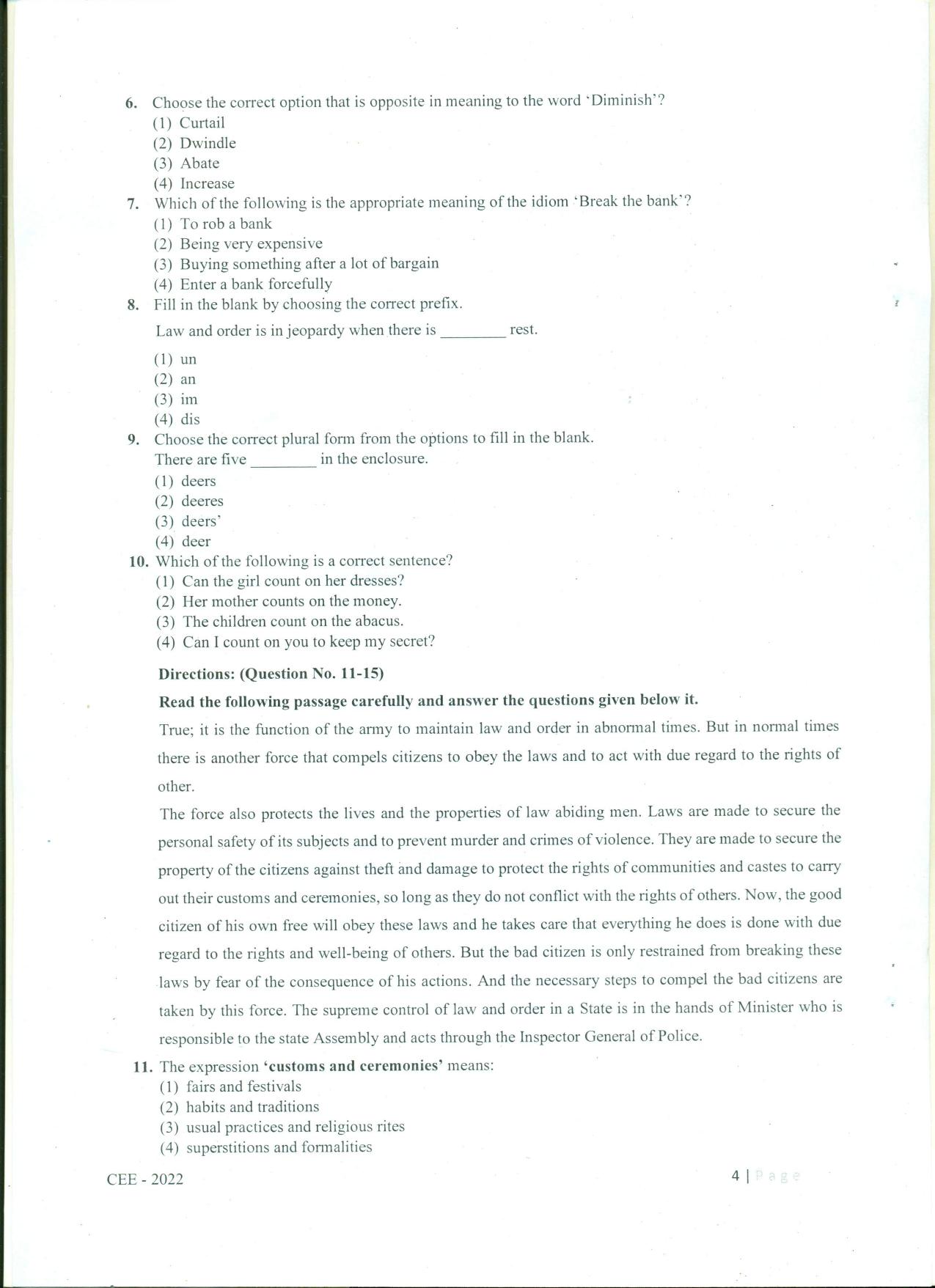 RIE CEE (L2) Question Paper 2022 - Page 4