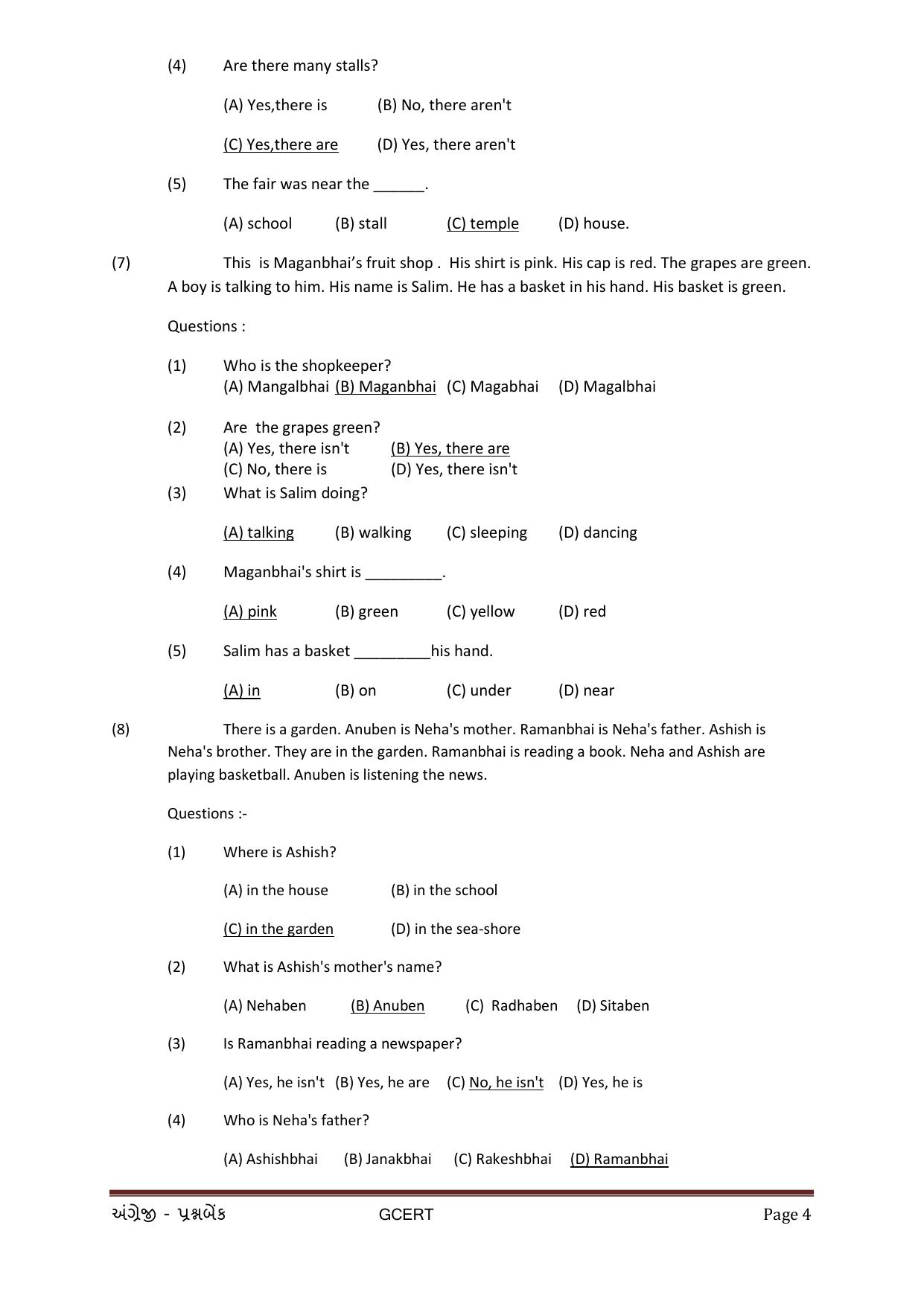 Gujarat Board Class Question Paper - English - Page 4