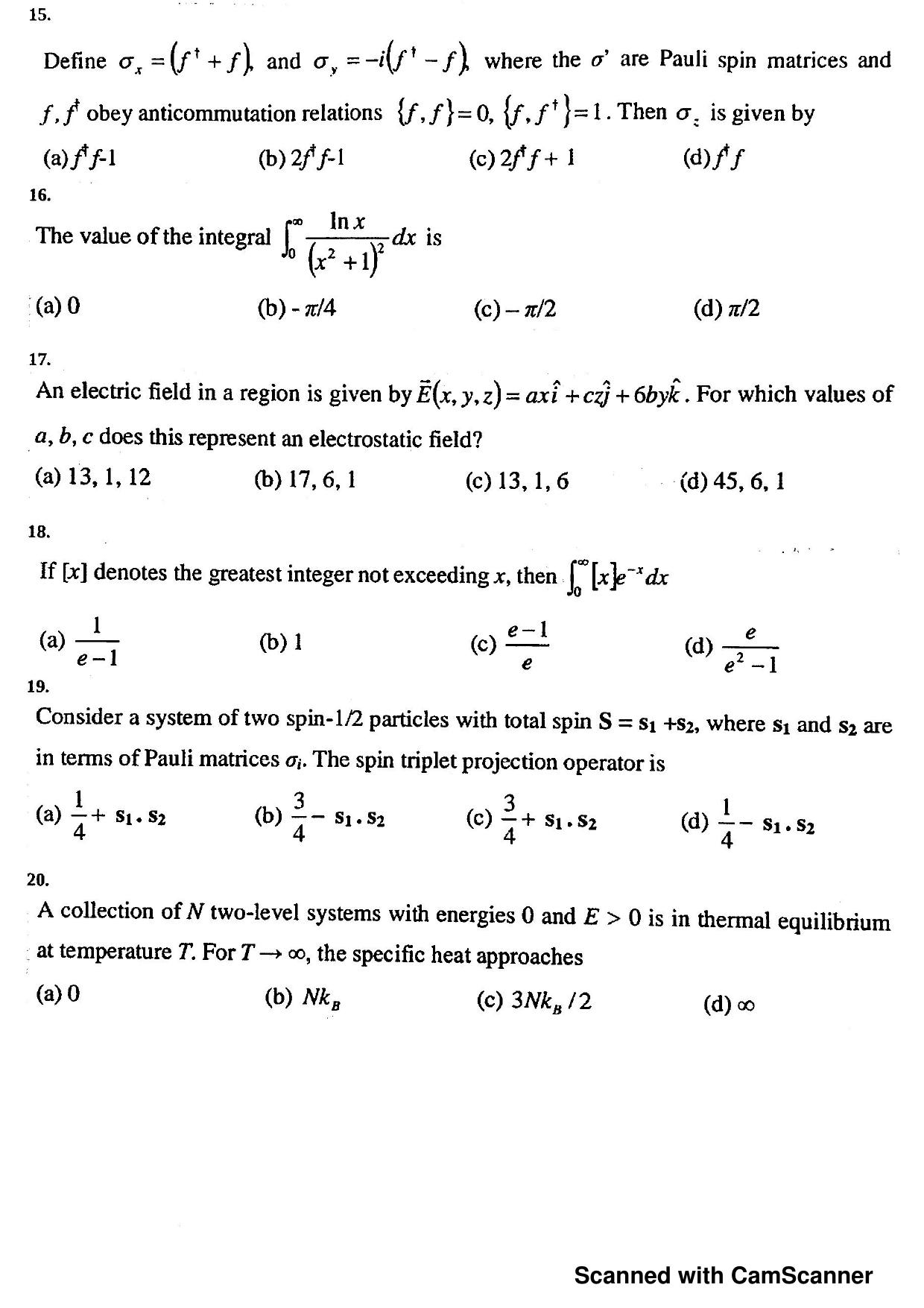 JEST 2012 Physics Question Paper with Answer key - Page 4